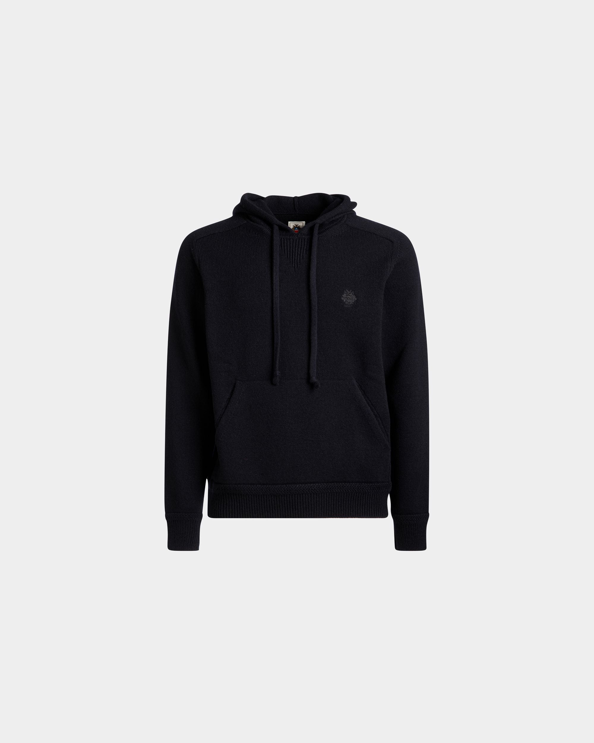 Pull À Capuche Collection Voyage Adrien Brody En Laine Mélangée Navy Blue - Homme - Bally - 01
