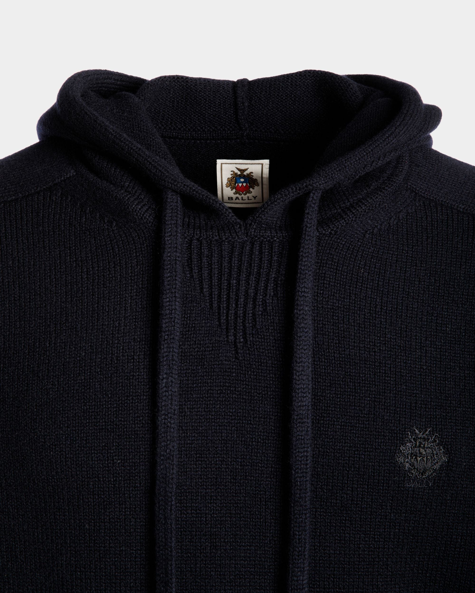 Pull À Capuche Collection Voyage Adrien Brody En Laine Mélangée Navy Blue - Homme - Bally - 05