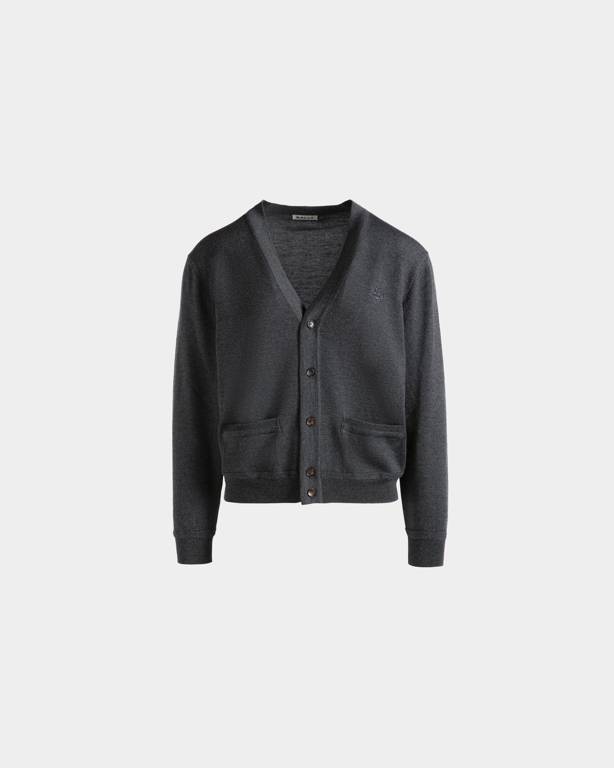 Cardigan Aus Wolle In Dunkelgrau Mit Bally Crest Logo - Uomo - Bally - 01