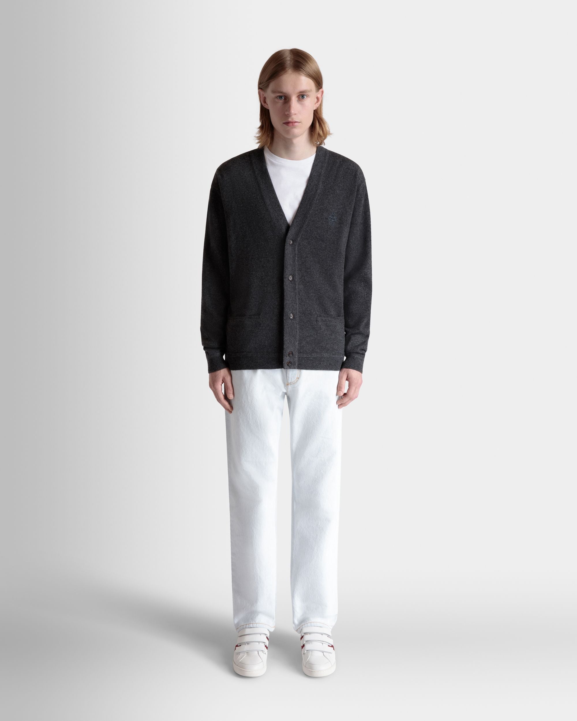 Cardigan Aus Kaschmir In Dunkelgrau Mit Bally Crest-Logo - Herren - Bally - 02