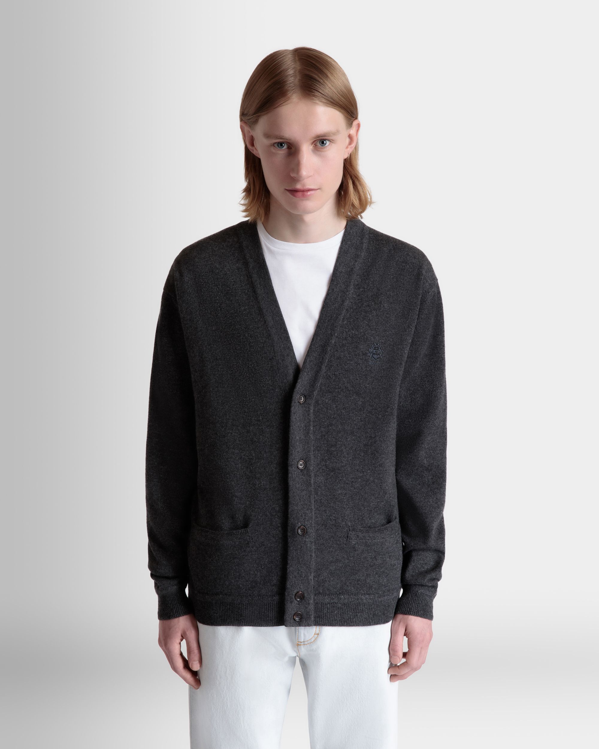 Cardigan Aus Kaschmir In Dunkelgrau Mit Bally Crest-Logo - Herren - Bally - 08