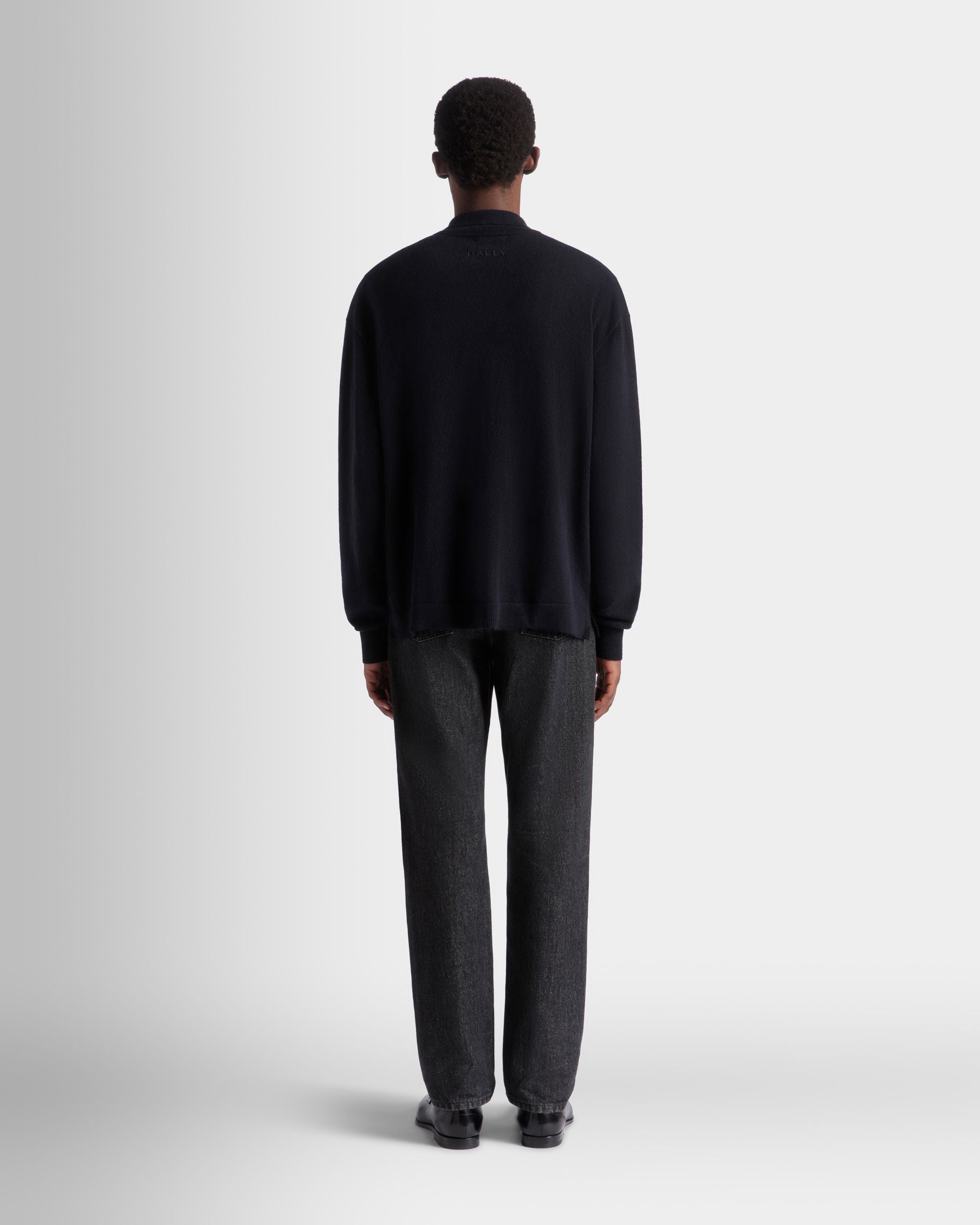 Langärmeliges Hemd Mit Logo Aus Kaschmir In Navy Blue - Herren - Bally - 07