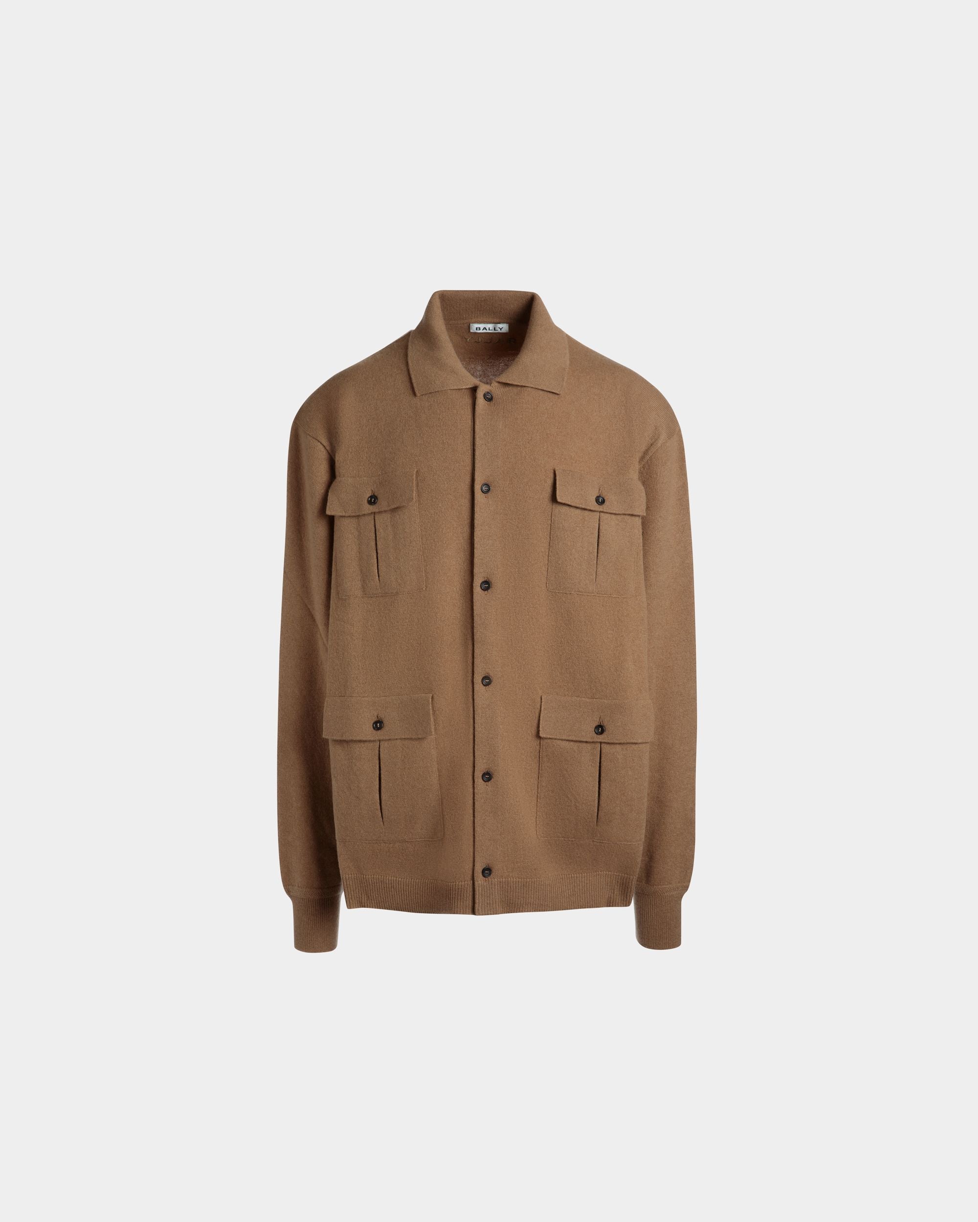 Long Sleeve Shirt With Logo in Brown Cashmere - Men's - Bally - 01