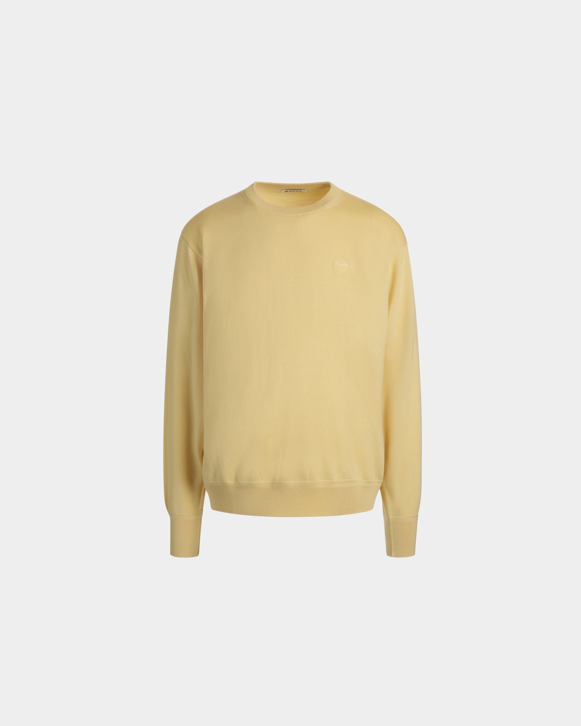 Crewneck Sweater in a Dusty Yellow Wool-Cashmere Blend - Men's - Bally - 01