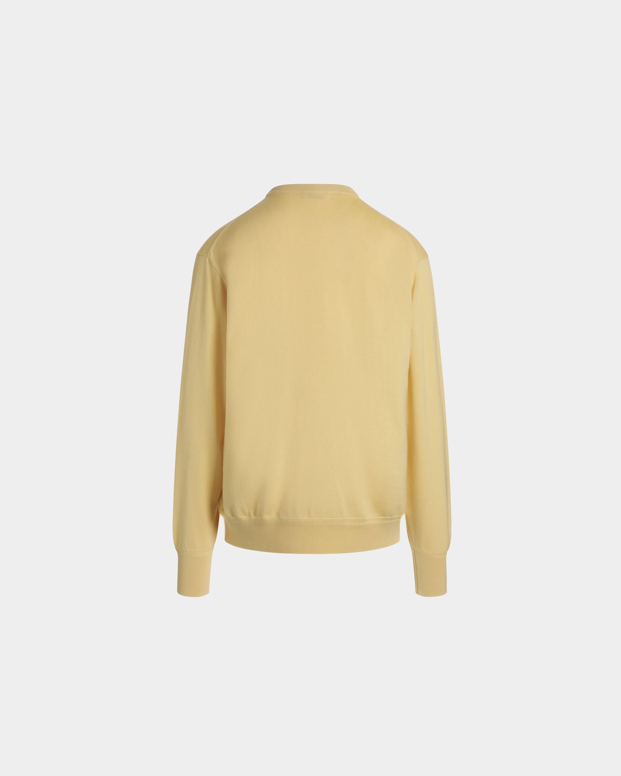 Crewneck Sweater in a Dusty Yellow Wool-Cashmere Blend - Men's - Bally - 04