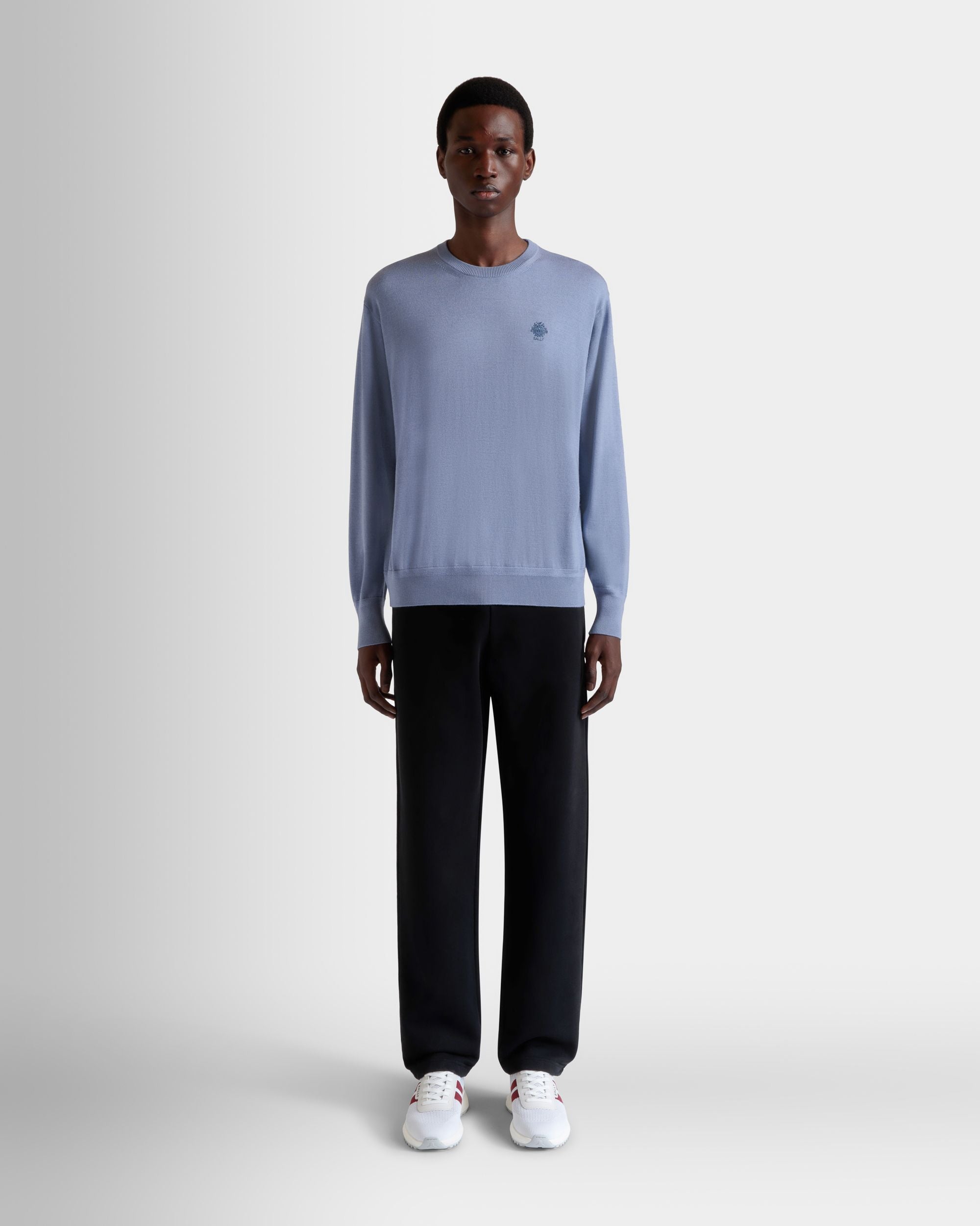 Pullover Mit Rundhalsausschnitt Aus Einer Woll-Kaschmir-Mischung In Light Blue - Herren - Bally - 02