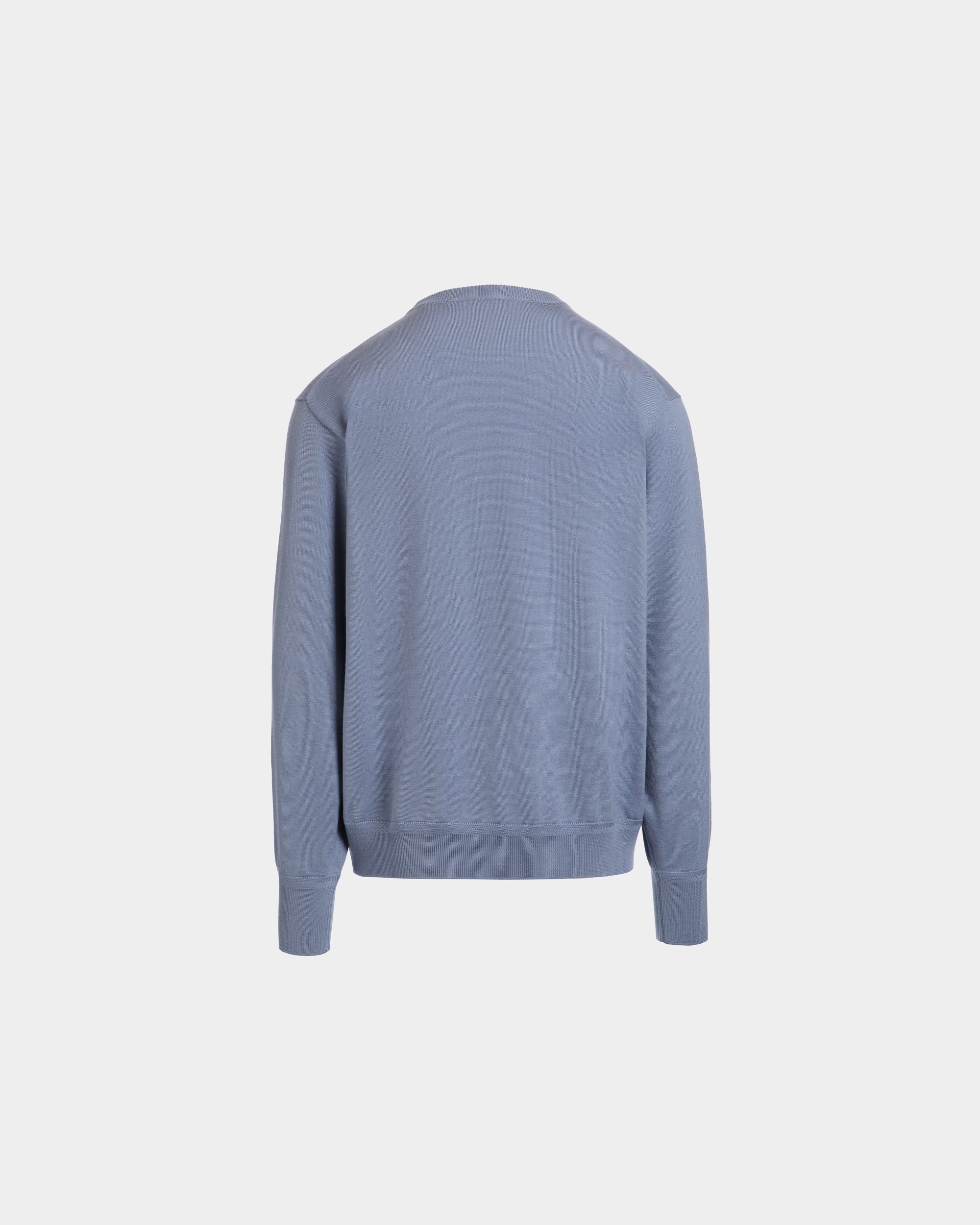 Crewneck Sweater in a Light Blue Wool and Cashmere Blend - Men's - Bally - 07