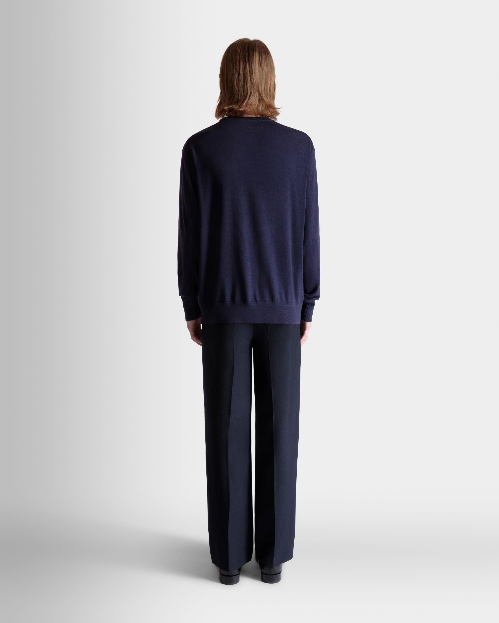 Pullover Girocollo In Misto Lana E Cashmere Navy Blue - Uomo - Bally - 05