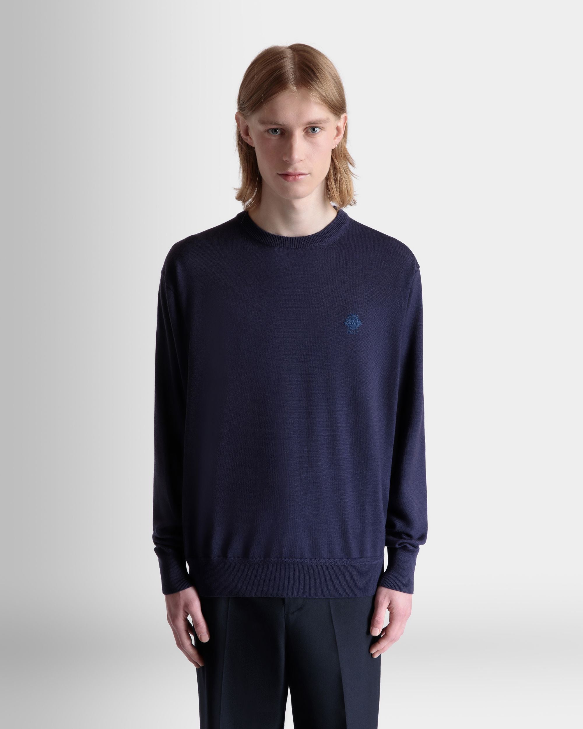 Pullover Girocollo In Misto Lana E Cashmere Navy Blue - Uomo - Bally - 06