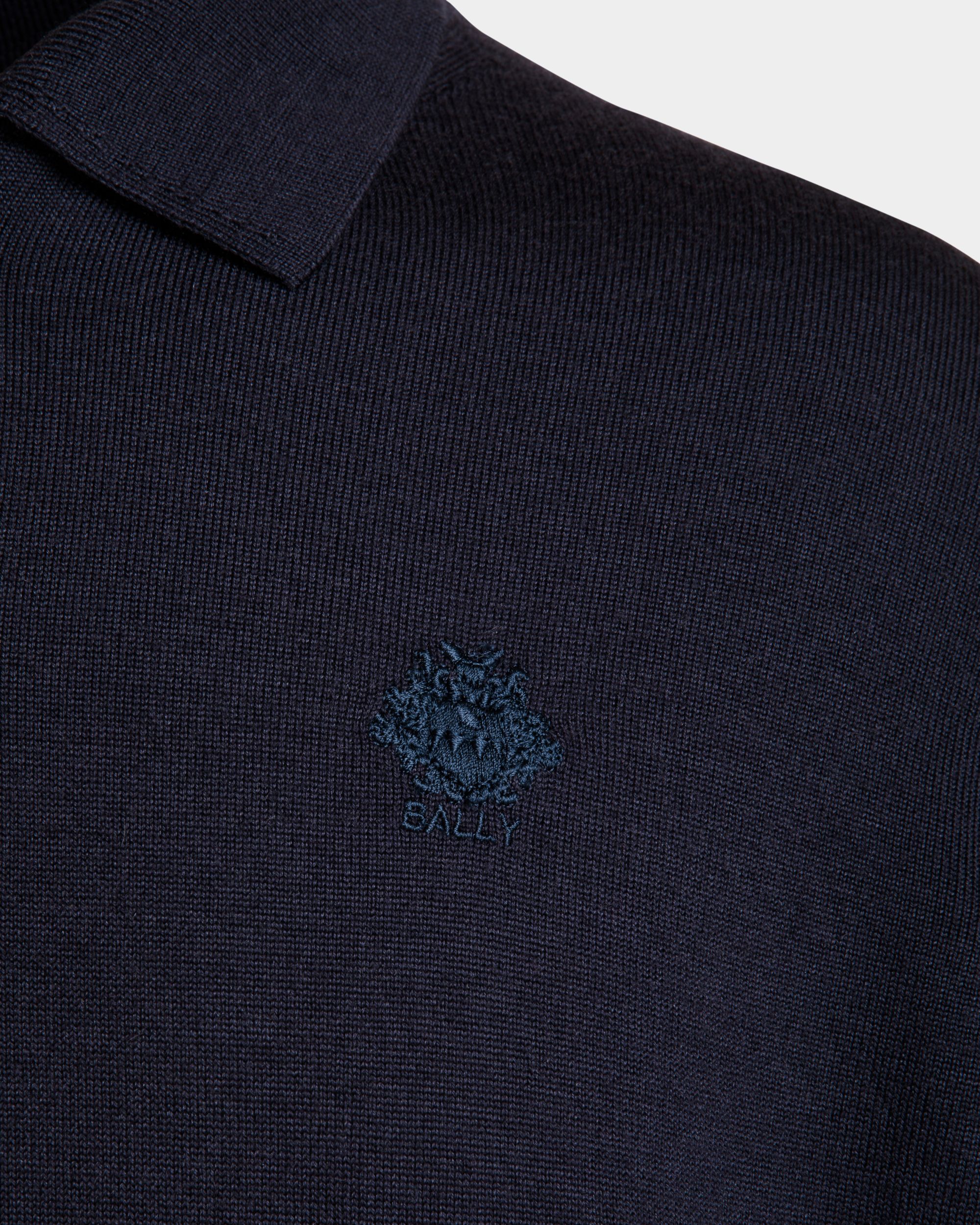 Langärmeliges Poloshirt Aus Kaschmirgemisch In Navy Blue Mit Bally Crest-Logo - Homme - Bally - 04
