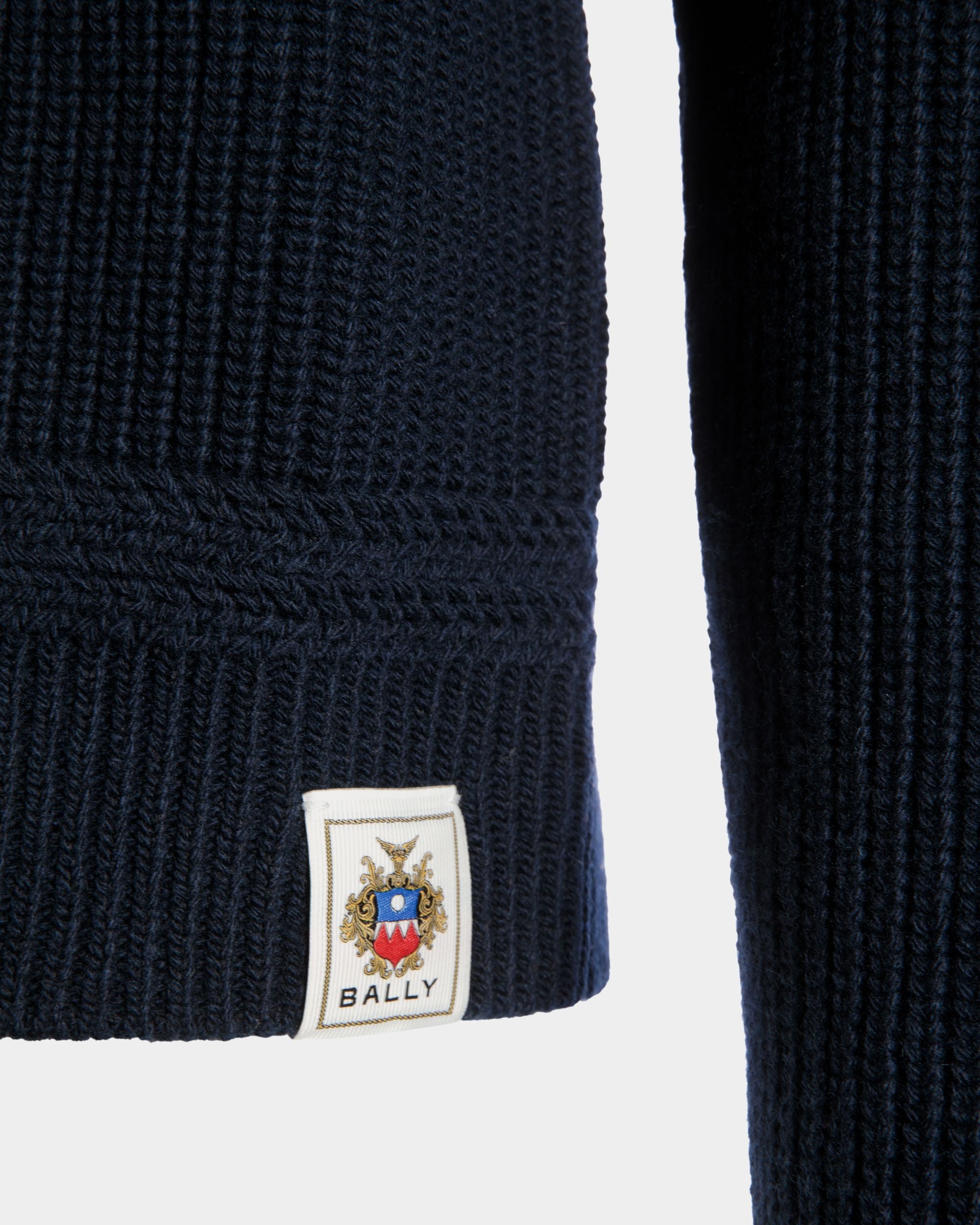 Pull À Col Ras-Du-Cou Avec Logo Bally Crest En Laine Navy Blue - Homme - Bally - 05