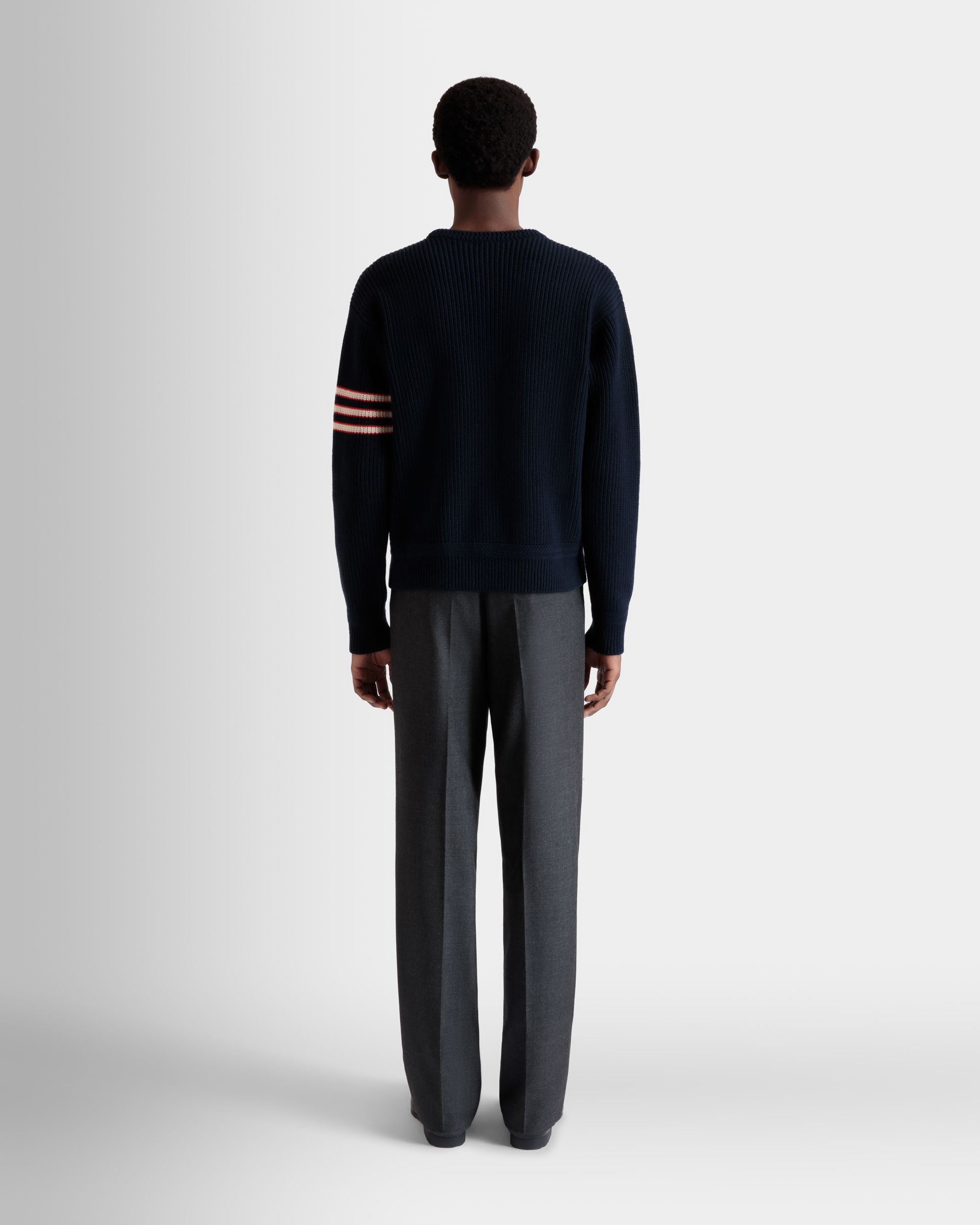 Pull À Col Ras-Du-Cou Avec Logo Bally Crest En Laine Navy Blue - Homme - Bally - 07