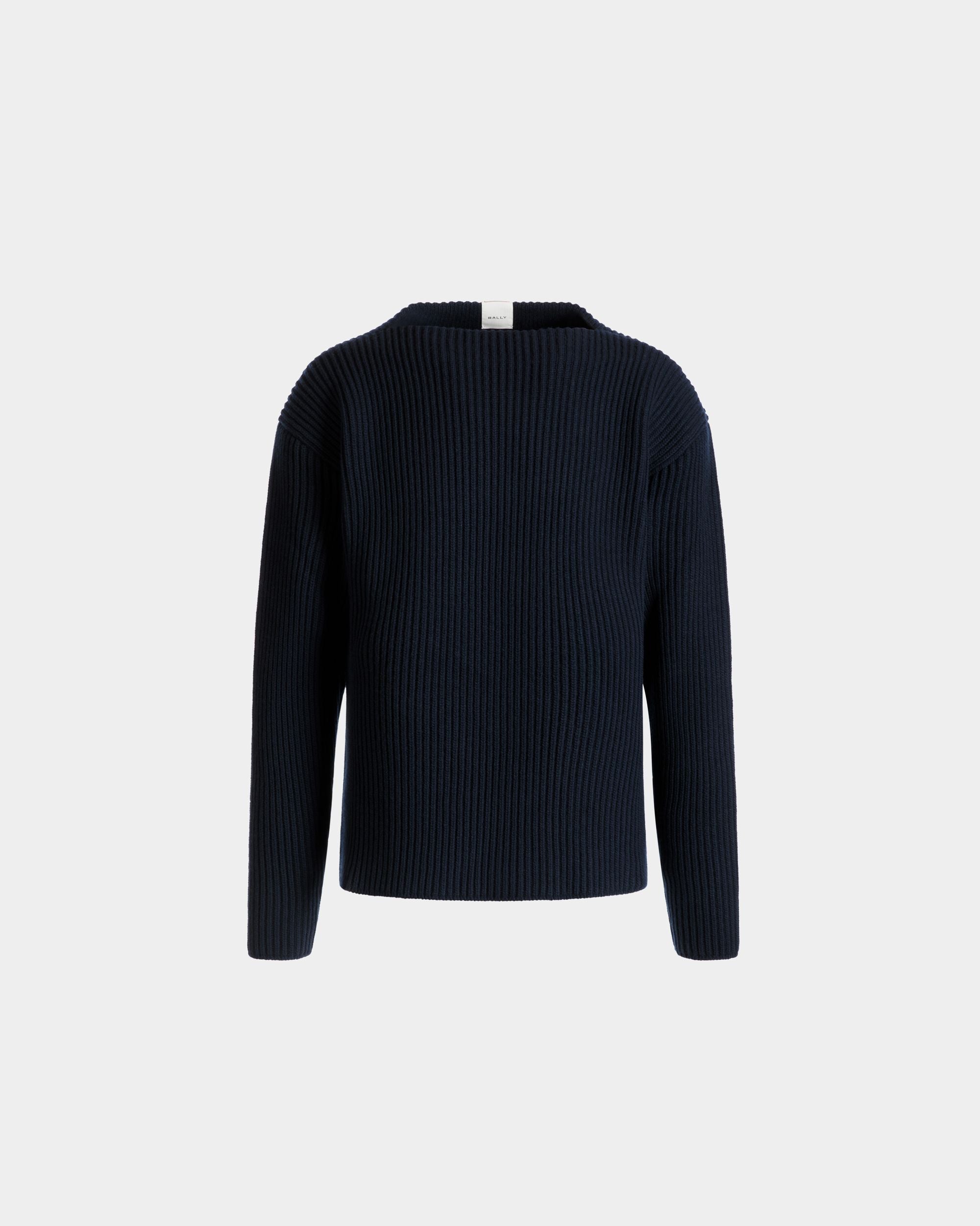 Rundhalspullover Aus Wolle In Navy Blue - Herren - Bally - 01