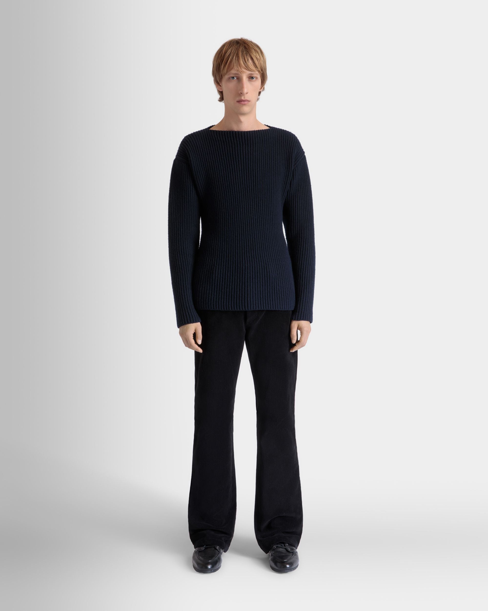 Rundhalspullover Aus Wolle In Navy Blue - Herren - Bally - 02