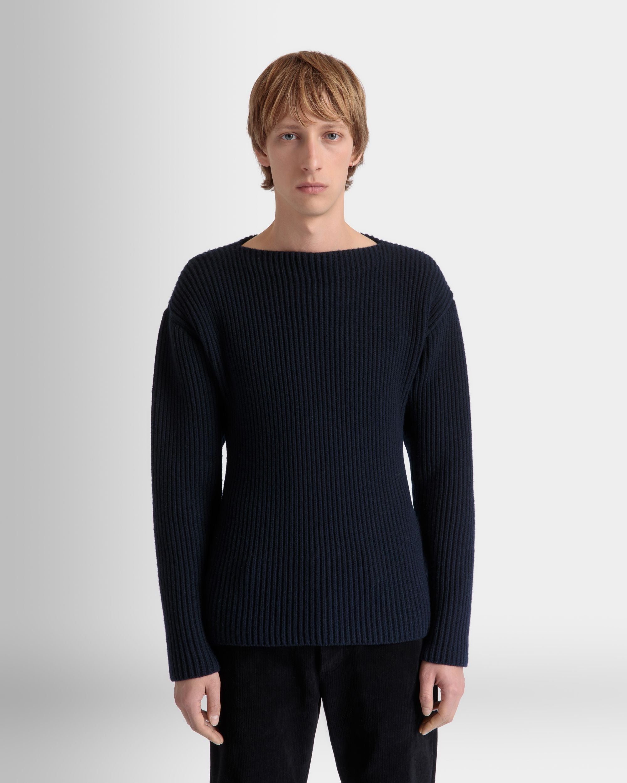 Rundhalspullover Aus Wolle In Navy Blue - Herren - Bally - 03