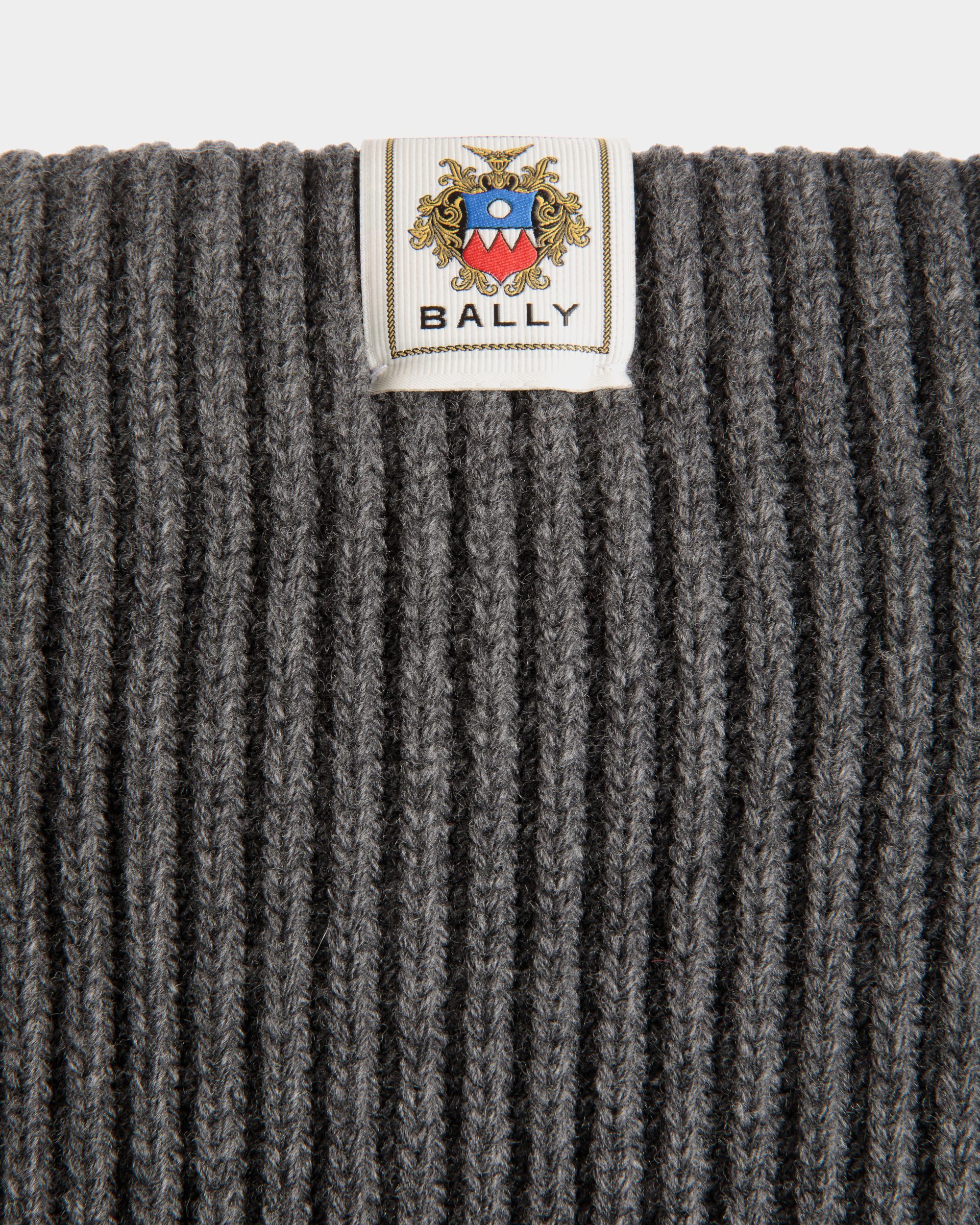 Crewneck Sweater With A Bally Crest In Dark Grey Wool - Men's - Bally - 02