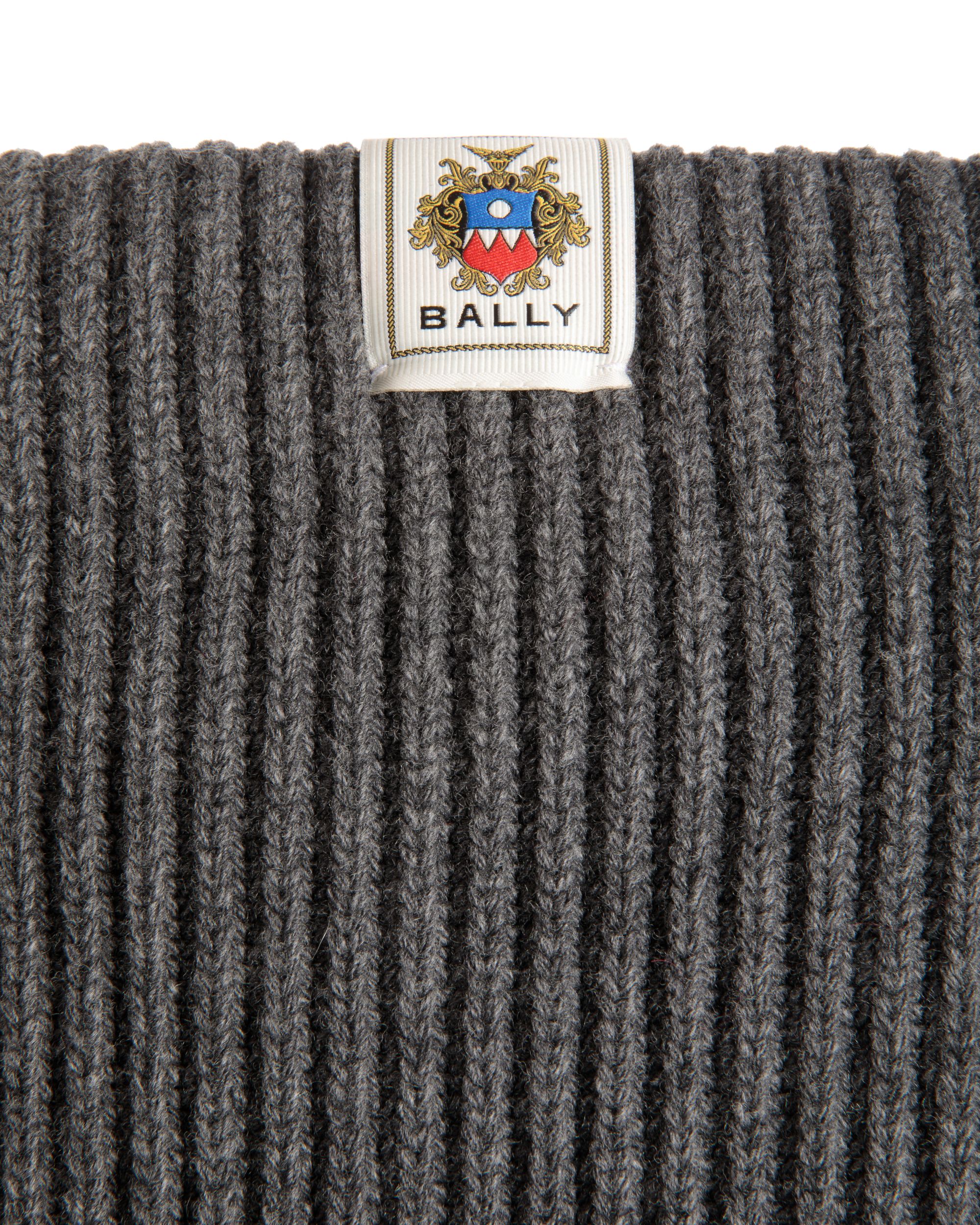 Crewneck Sweater With A Bally Crest In Dark Grey Wool - Men's - Bally - 03