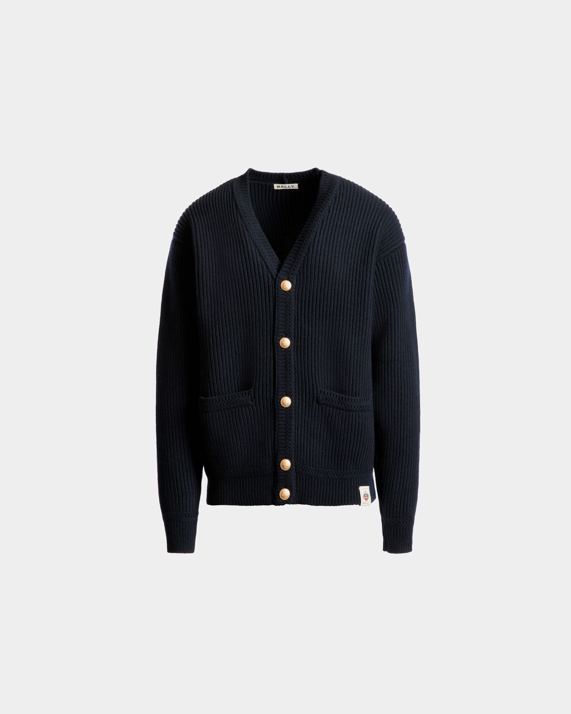 Cardigan In Navy Blue Wool - Men's - Bally - 01