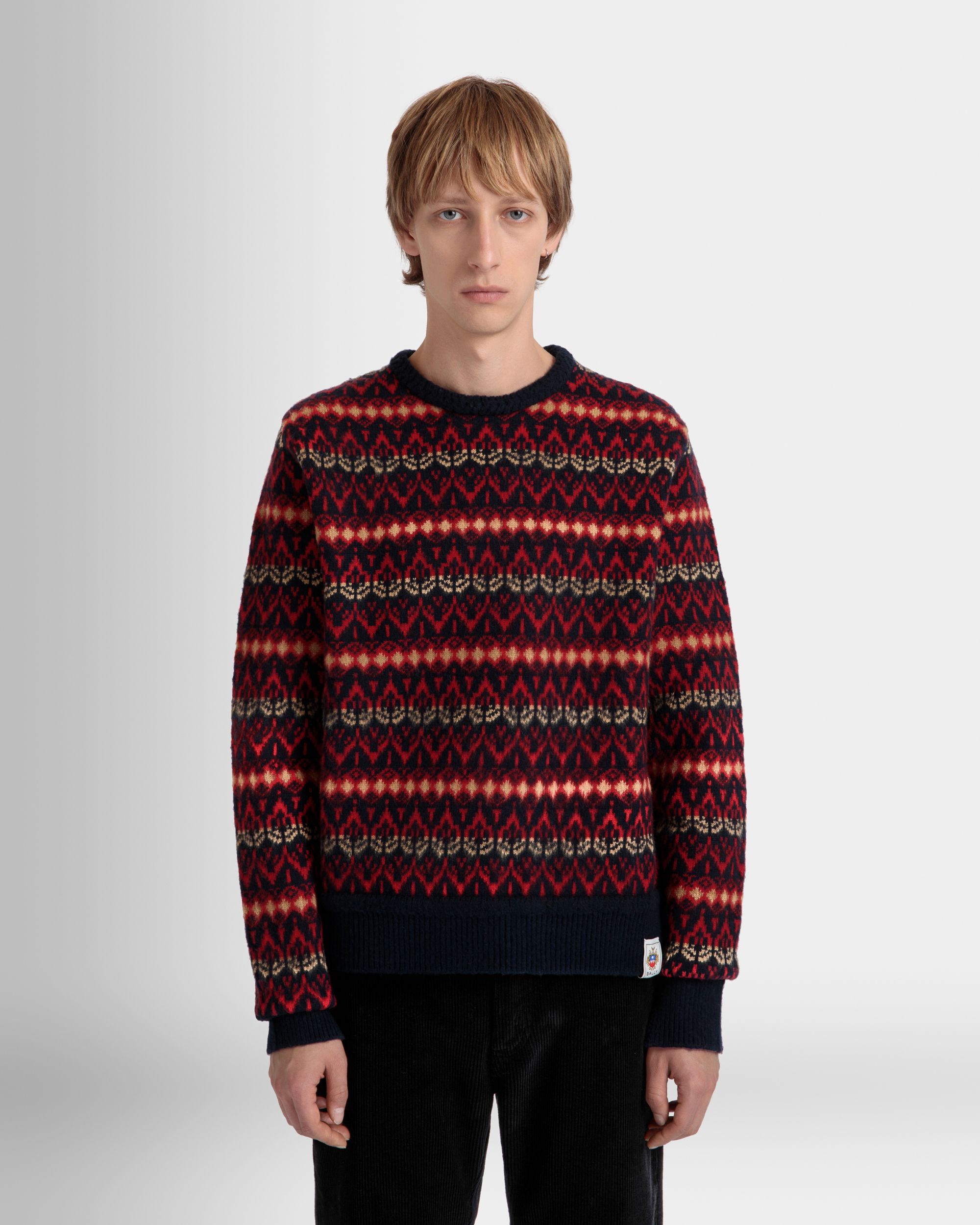 Pullover Mit Rundhalsausschnitt Aus Mehrfarbiger Wolle - Herren - Bally - 03