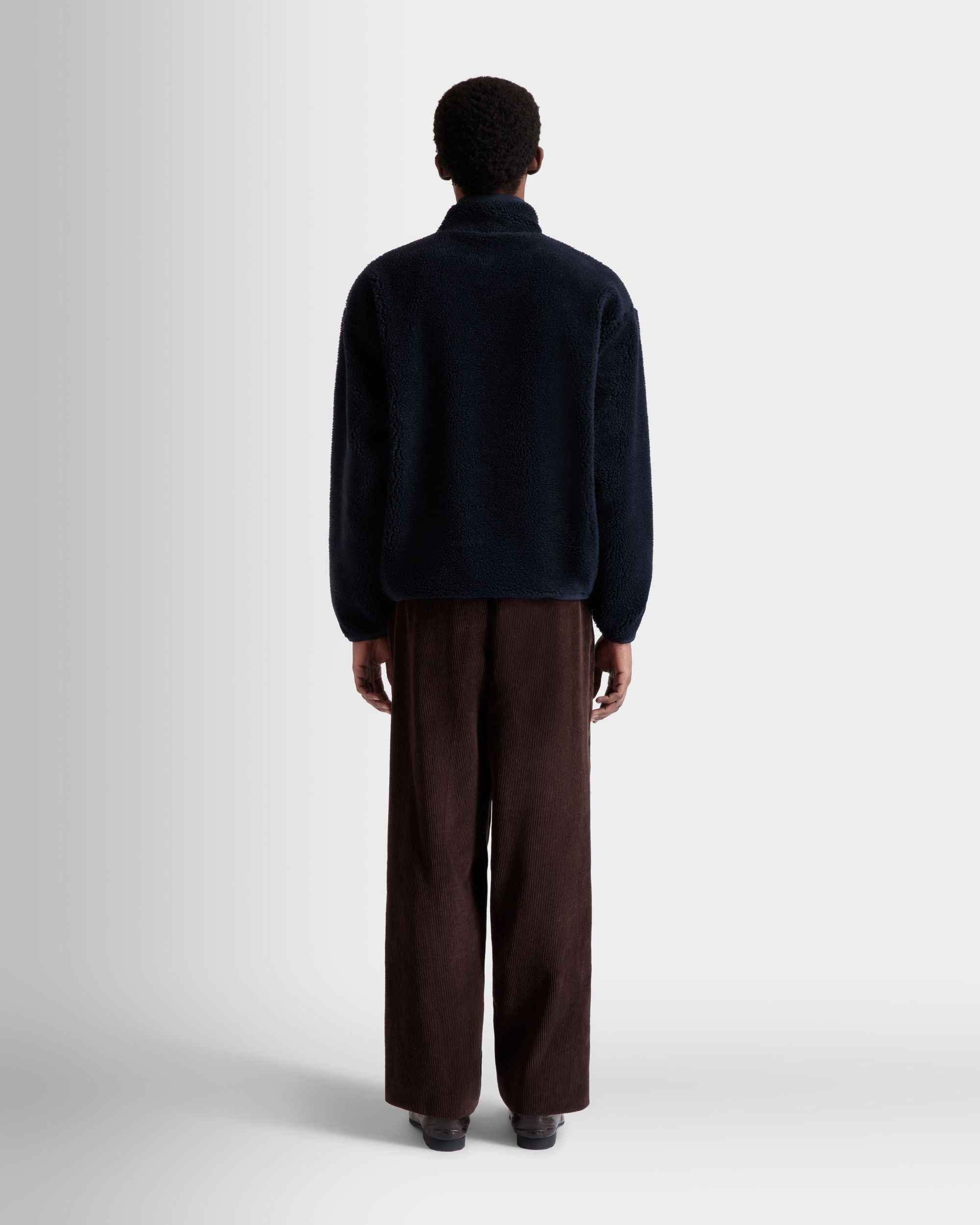 Winter Capsule Sweatshirt Mit Alpenblumen Aus Fleece In Navy Blue - Homme - Bally - 06