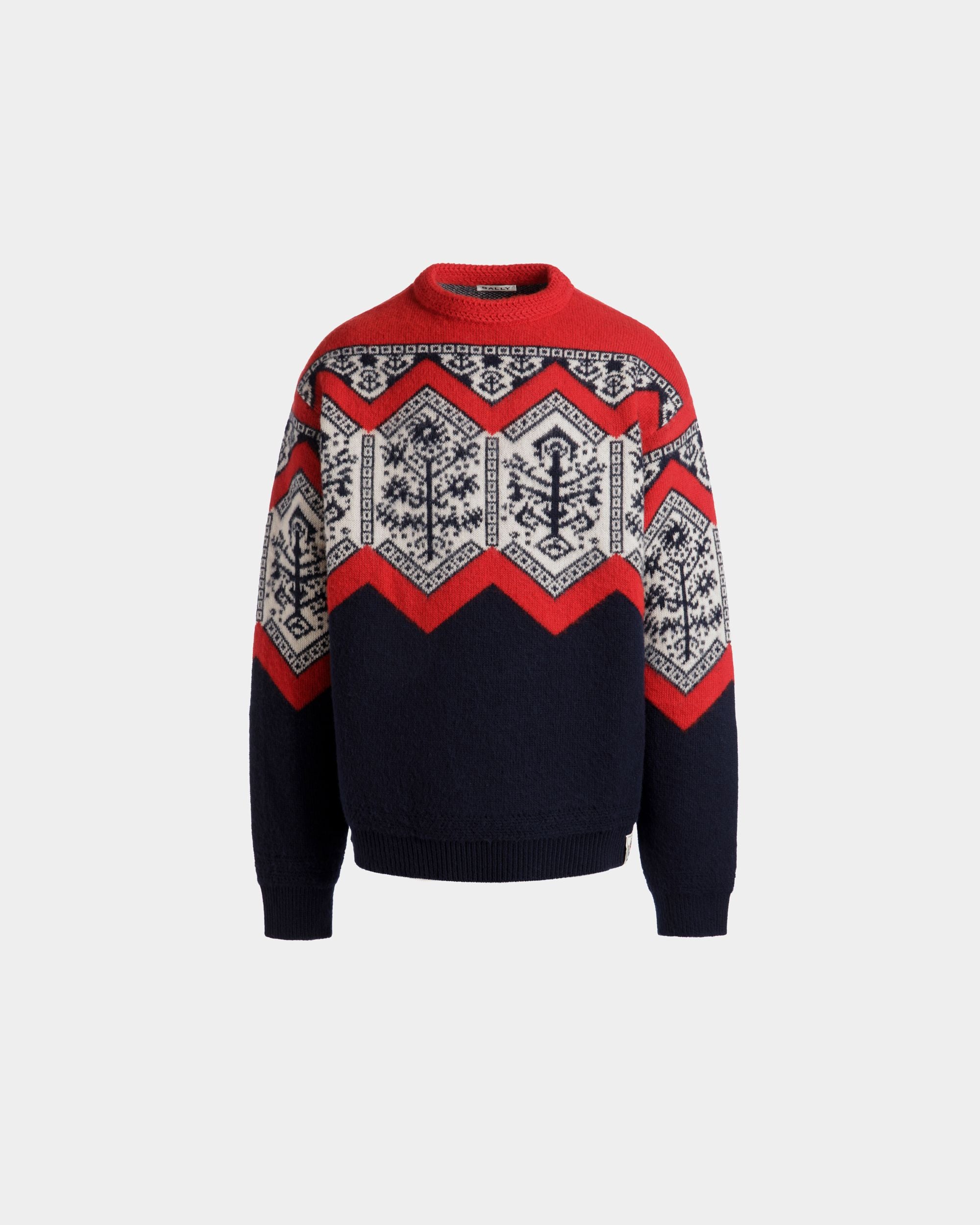 Pullover Girocollo Winter Capsule In Lana Multicolore Con Motivo Heritage Flowers - Uomo - Bally - 01