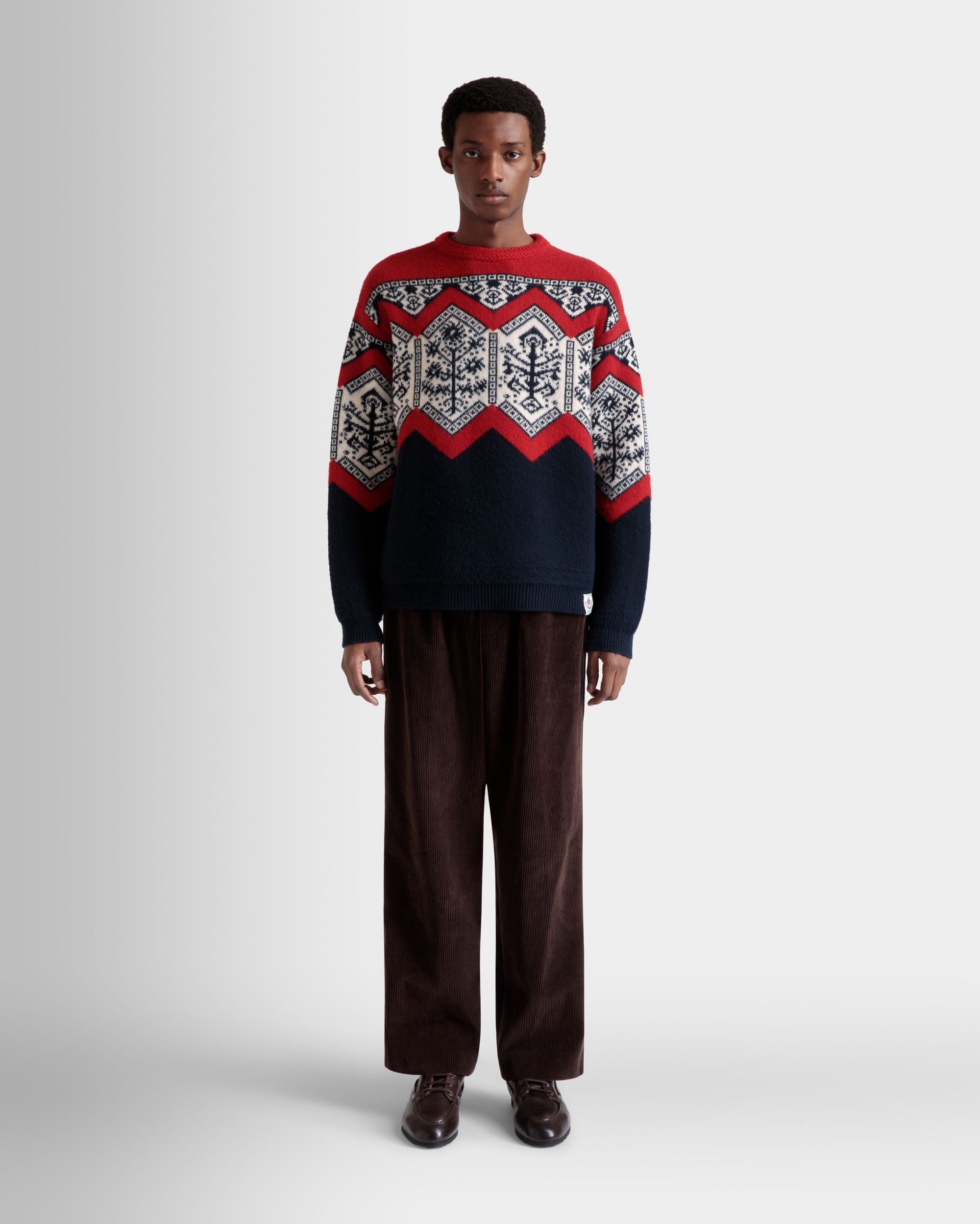 Pullover Girocollo Winter Capsule In Lana Multicolore Con Motivo Heritage Flowers - Uomo - Bally - 02