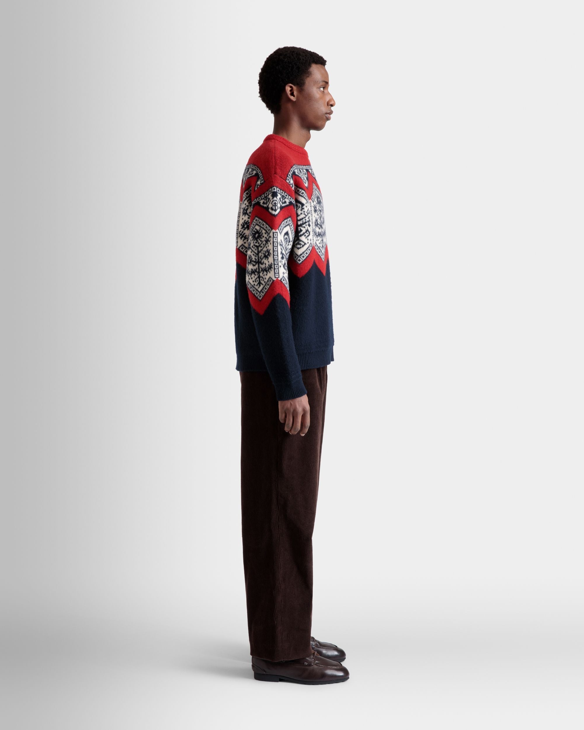 Pullover Girocollo Winter Capsule In Lana Multicolore Con Motivo Heritage Flowers - Uomo - Bally - 05