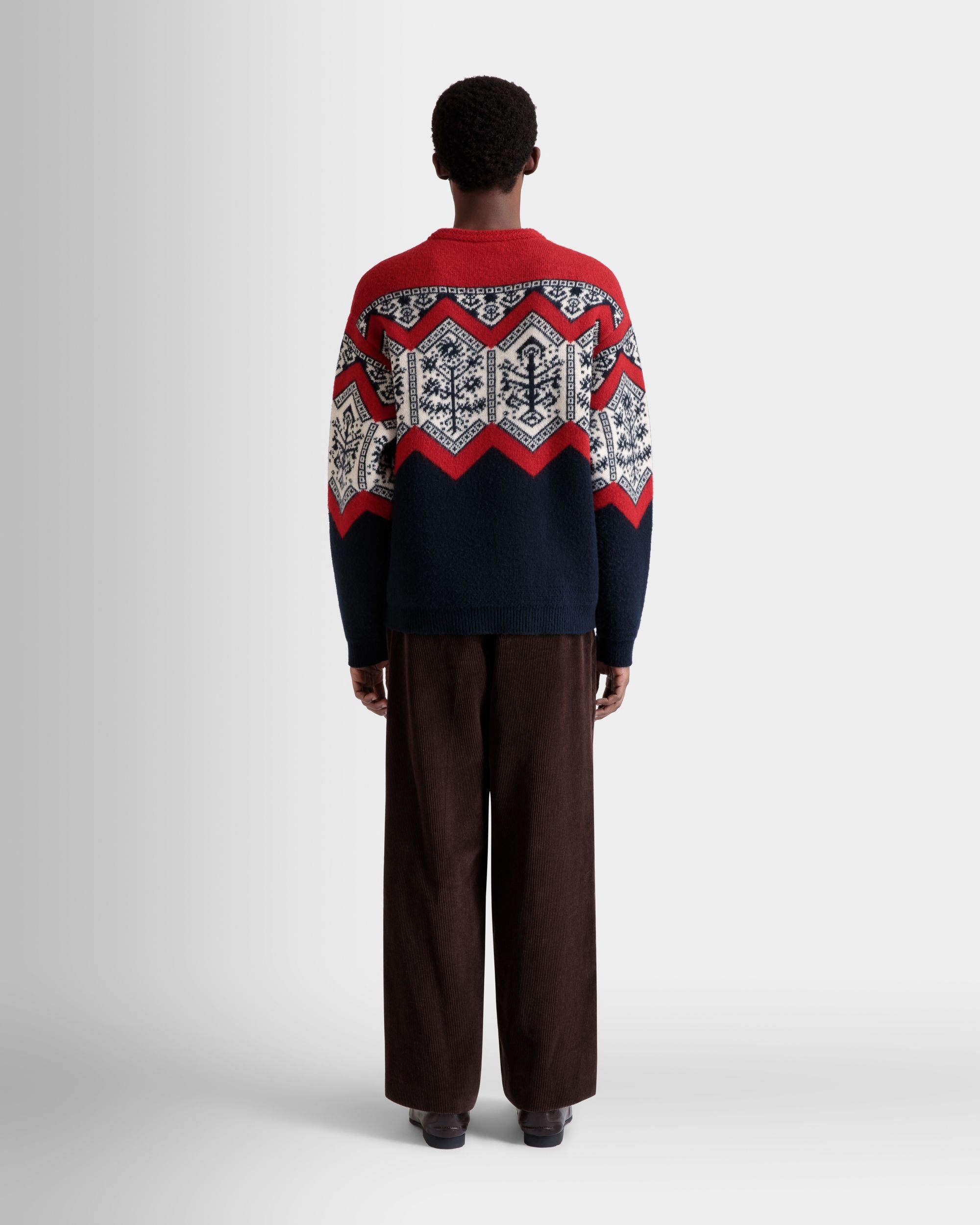 Pullover Girocollo Winter Capsule In Lana Multicolore Con Motivo Heritage Flowers - Uomo - Bally - 06
