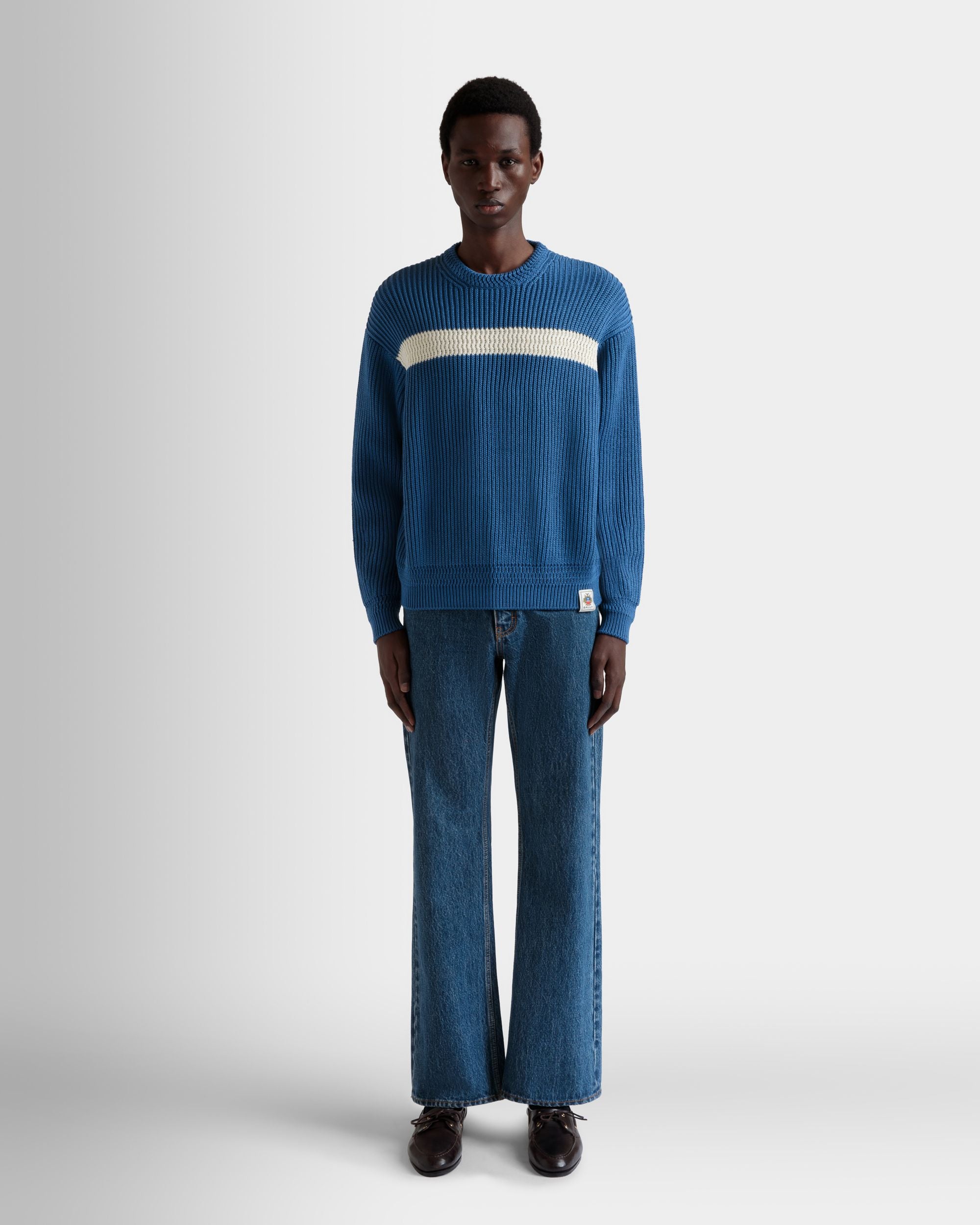 Rundhalspullover Aus Baumwolle In Medium Blue - Homme - Bally - 02