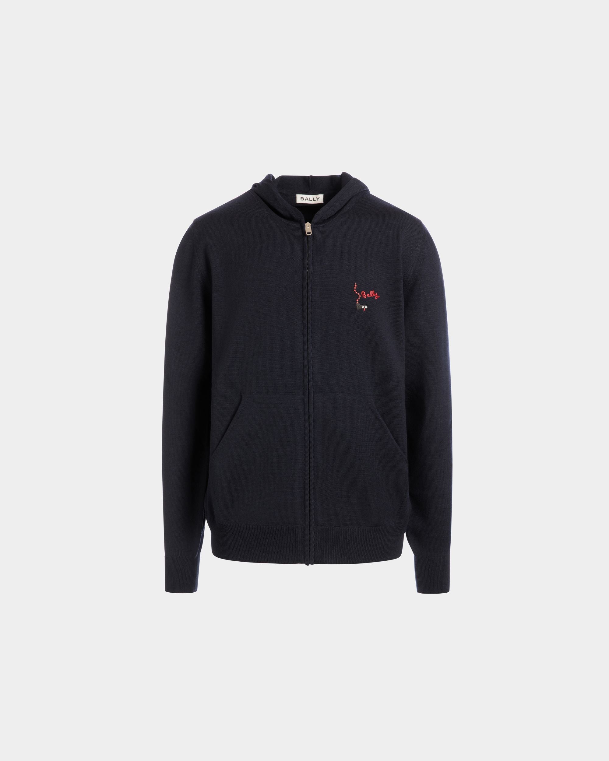Sweat-Shirt À Capuche En Laine Navy Blue - Homme - Bally - 01