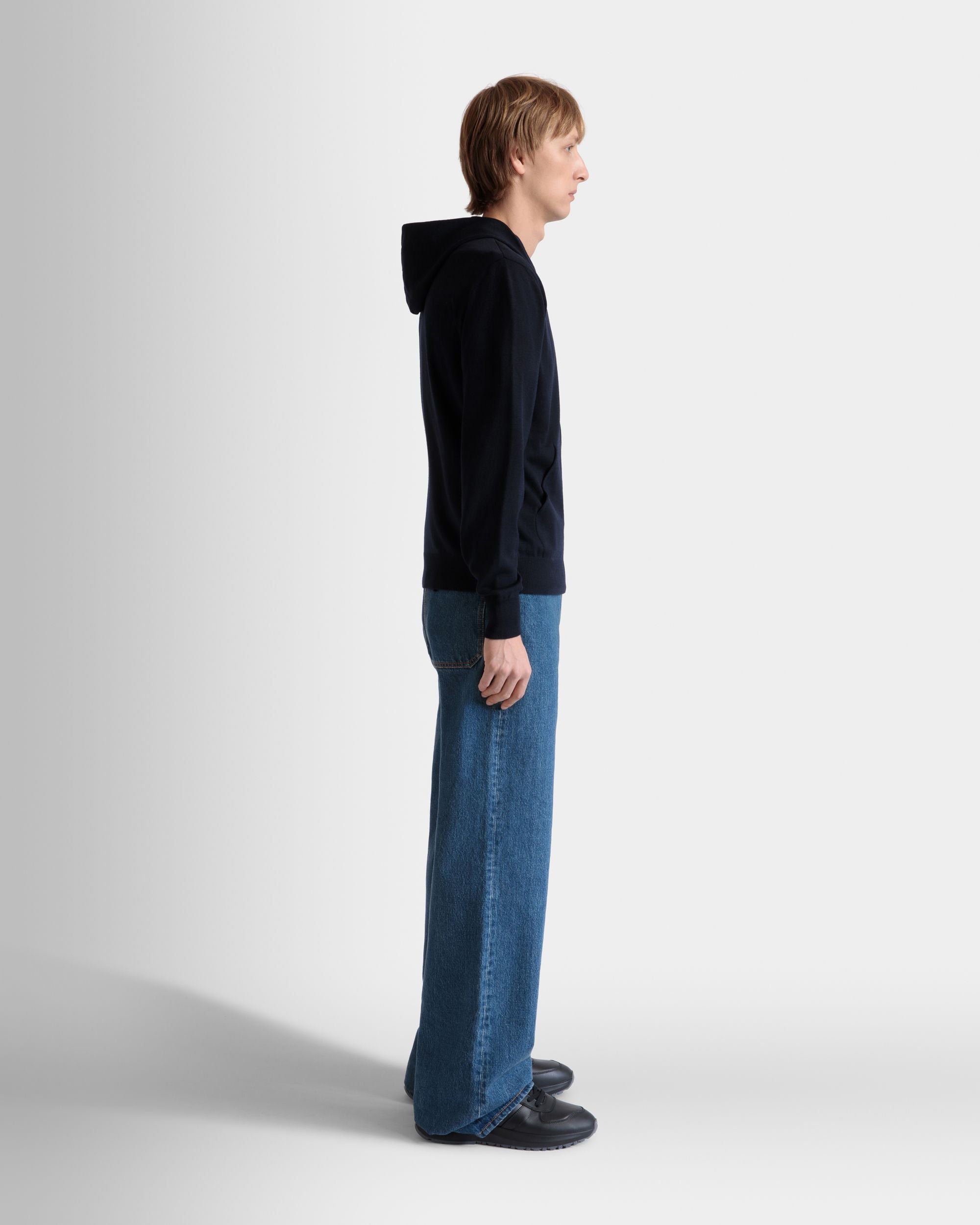 Sweat-Shirt À Capuche En Laine Navy Blue - Homme - Bally - 05