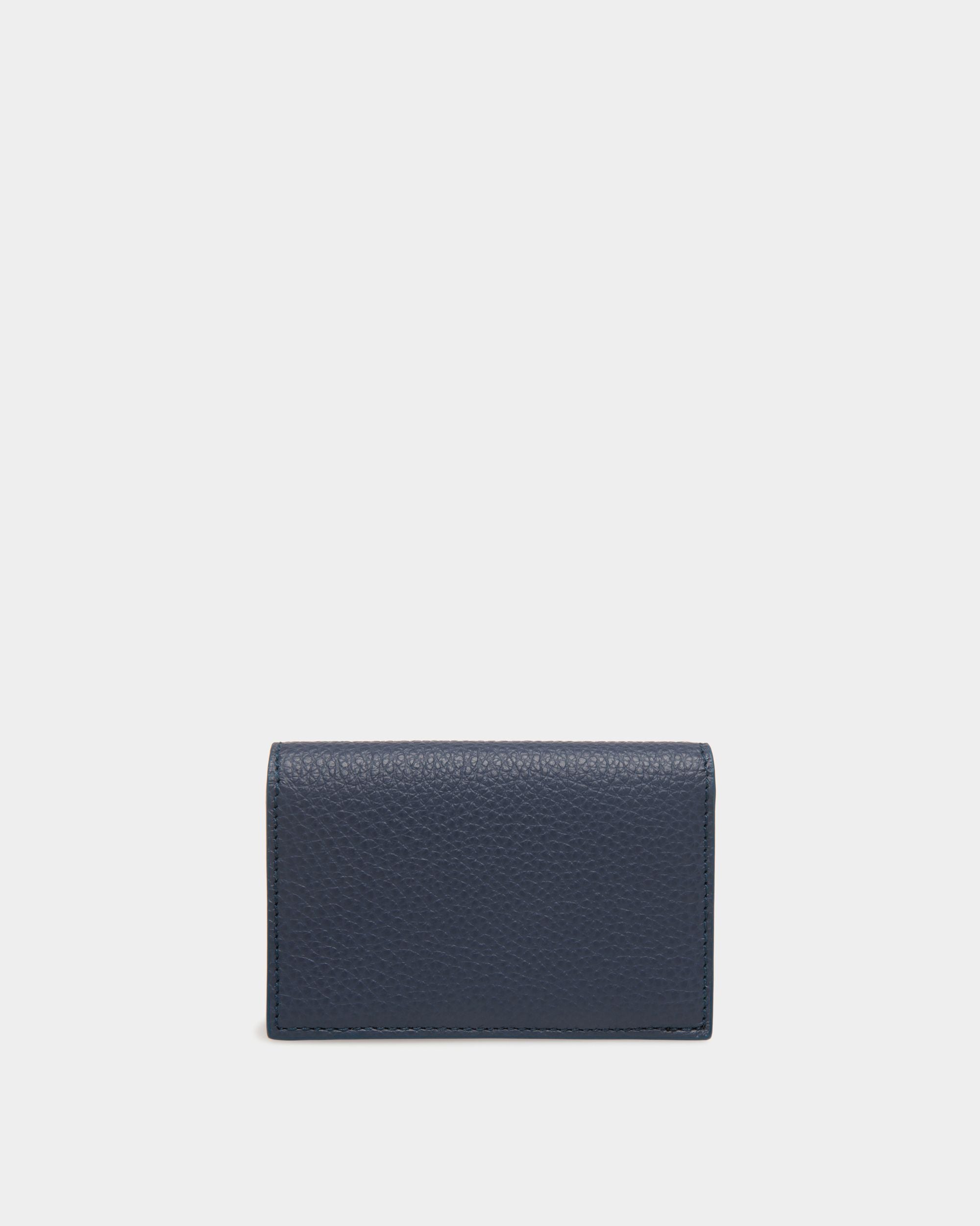 Business Card Holder In Blue Leather - Men's - Bally - 02