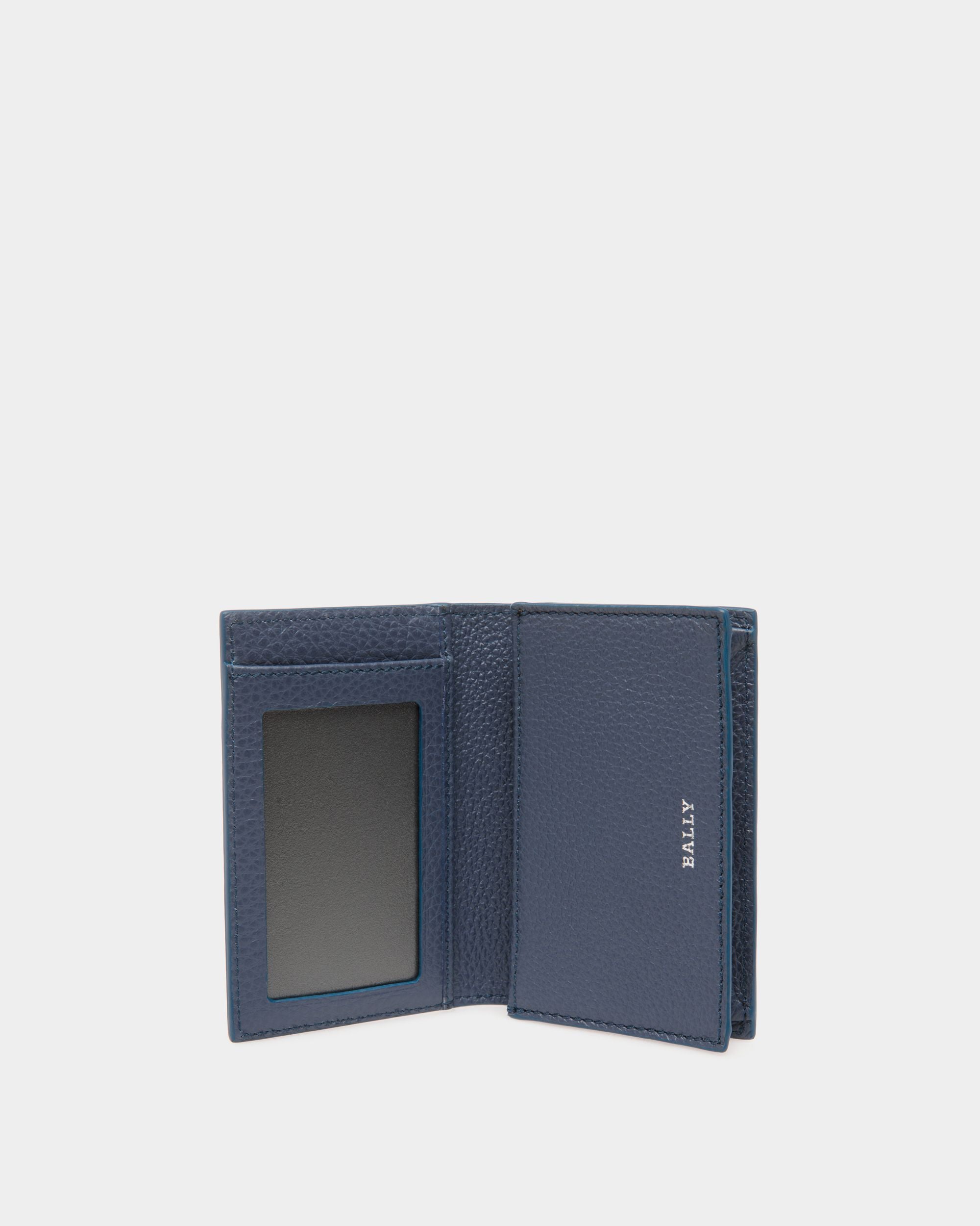 Business Card Holder In Blue Leather - Men's - Bally - 03