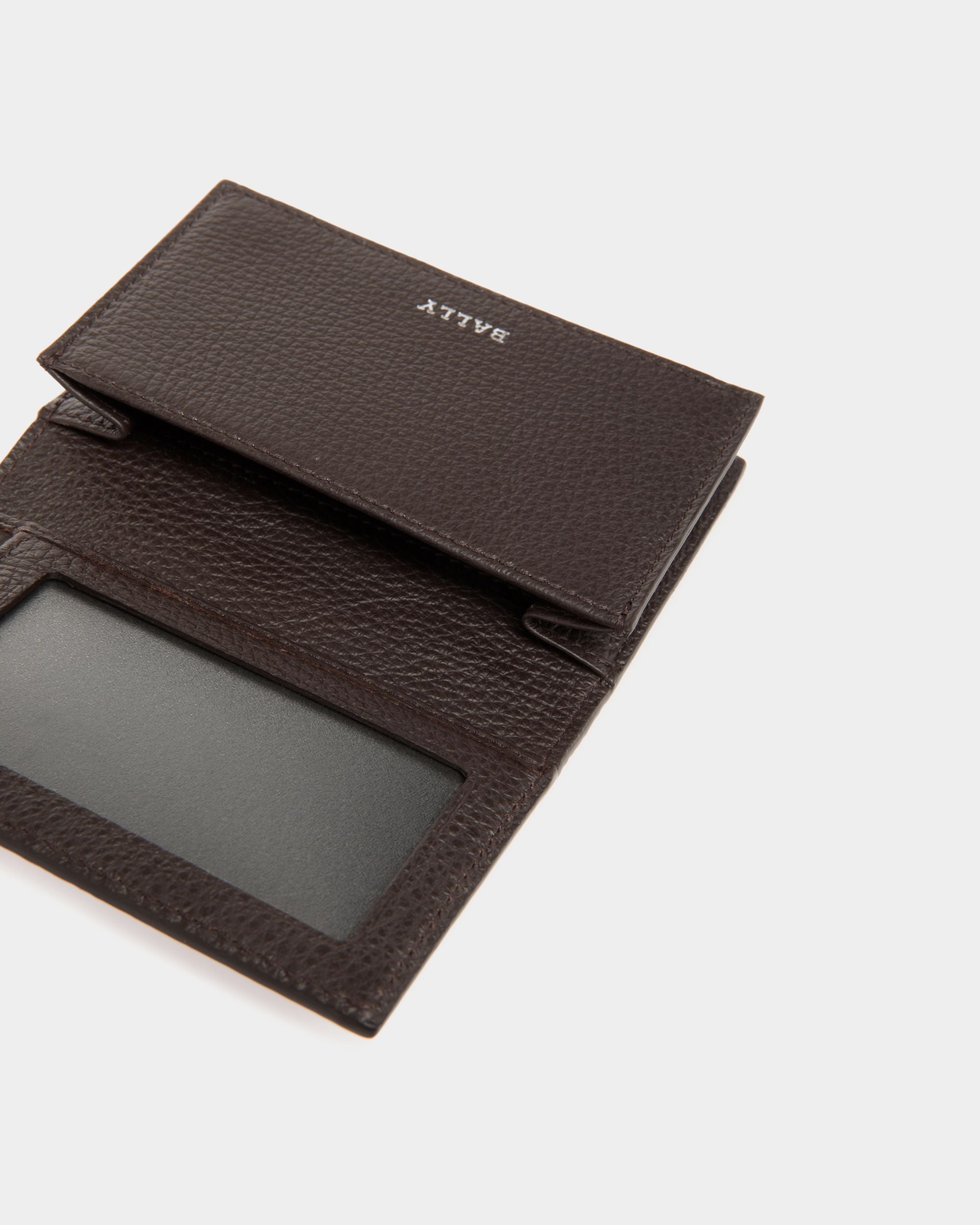 Business Card Holder In Brown Leather - Men's - Bally - 04