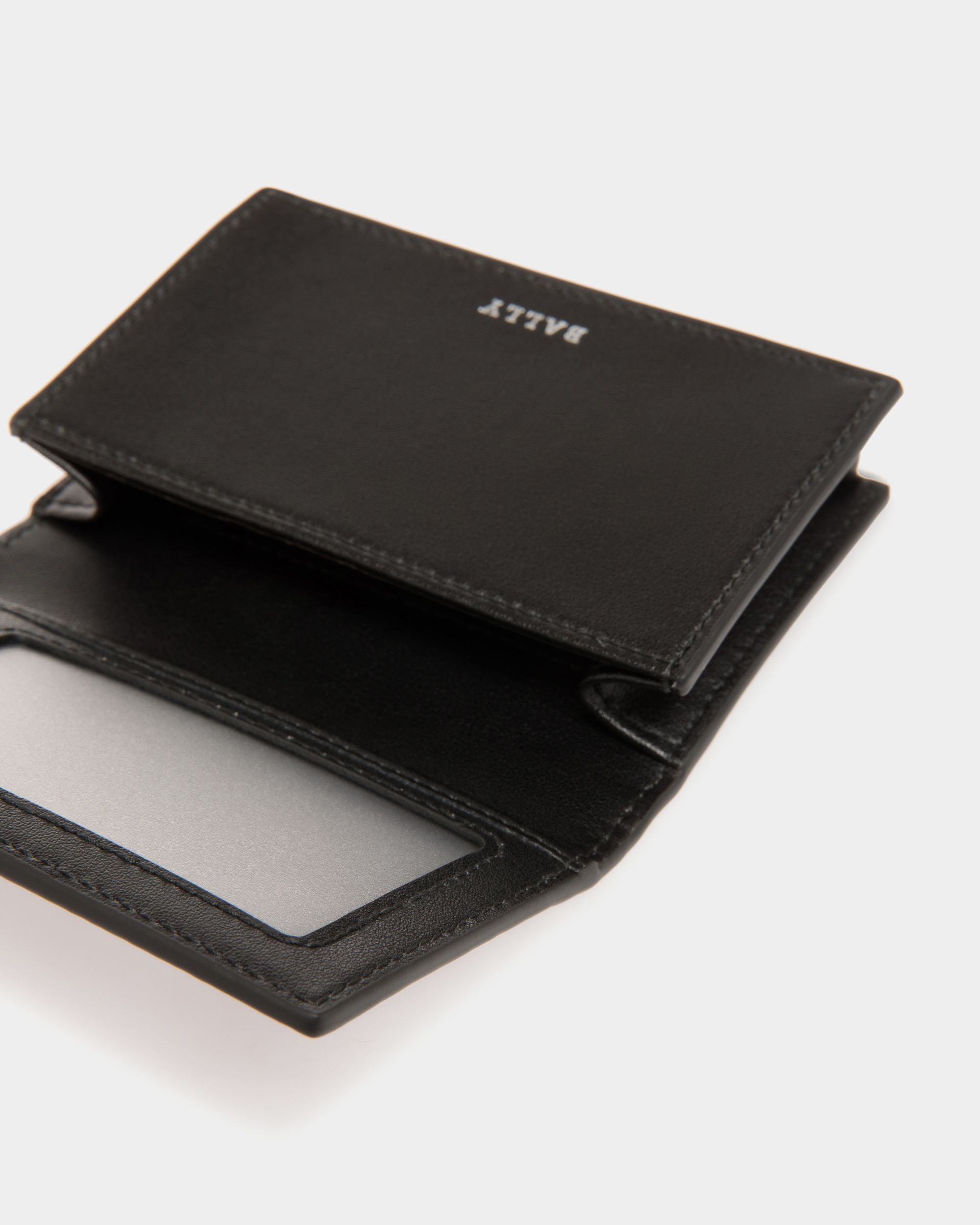Business Card Holder In Black Leather - Men's - Bally - 04