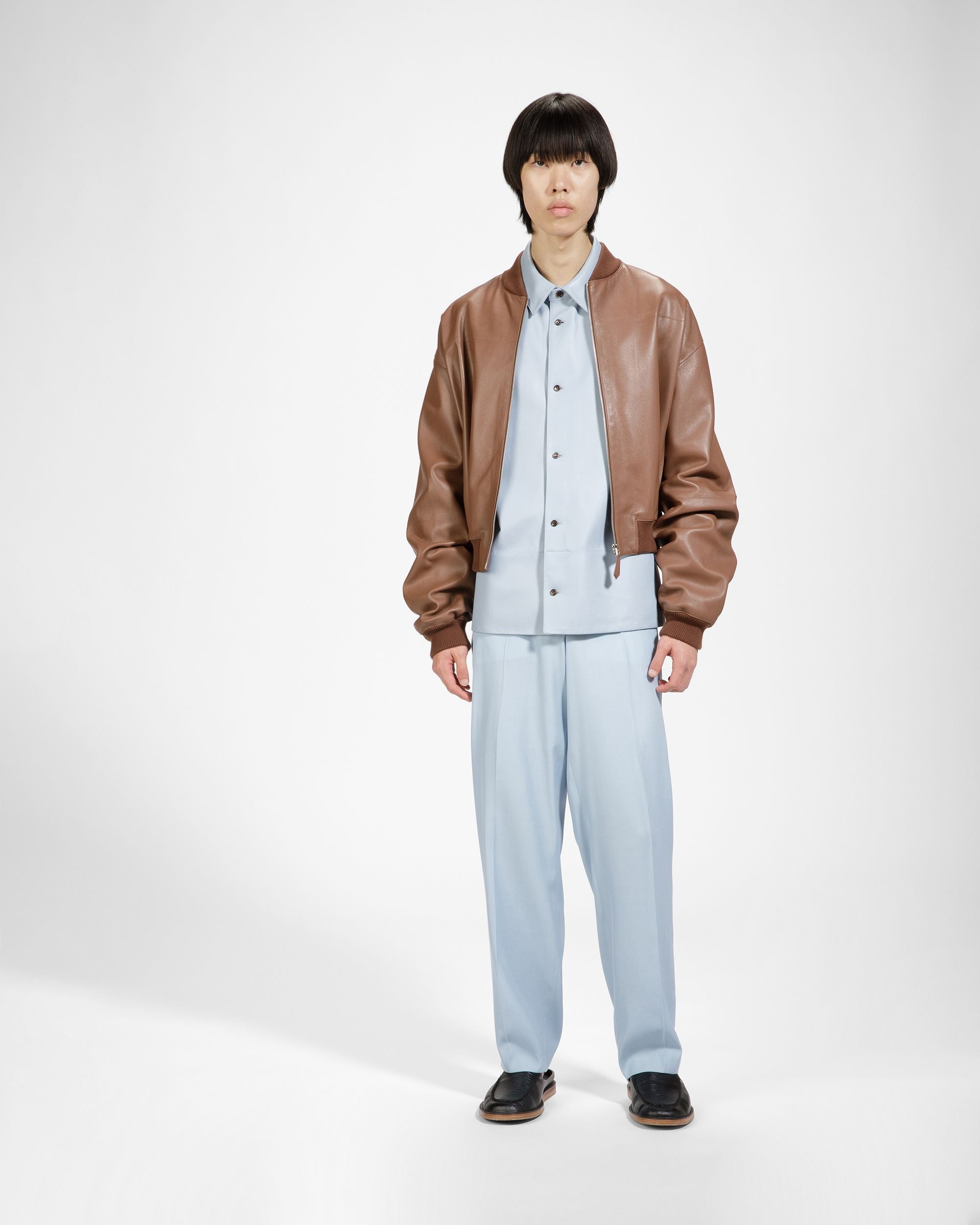 Blouson Bomber En Cuir Marron - Homme - Bally - 04