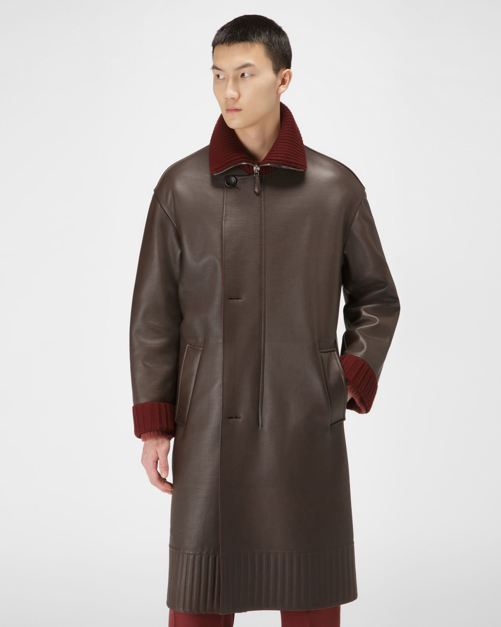 Mantel Aus Ebenholzbraunem Leder - Herren - Bally - 01