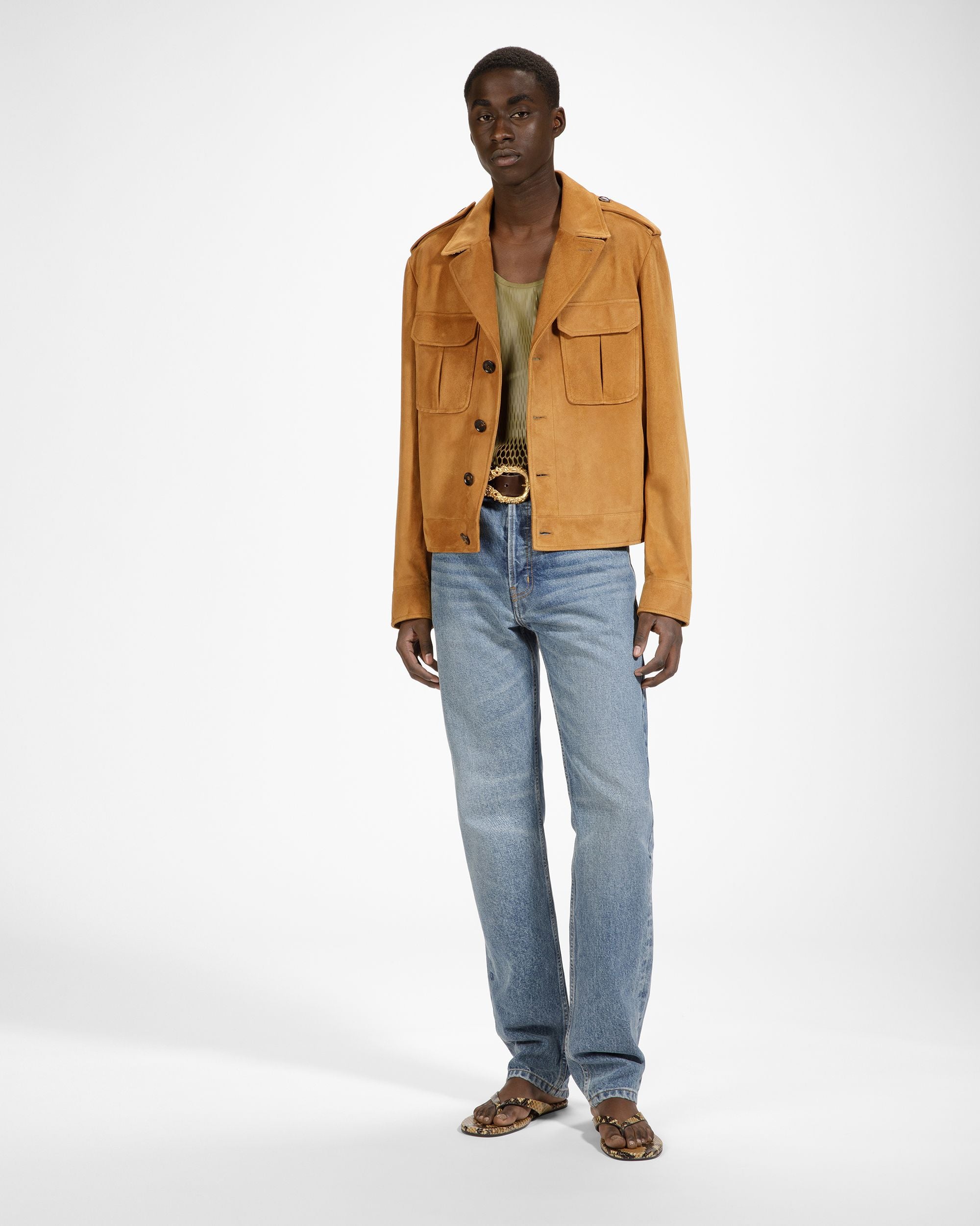 Blouson Bomber En Cuir De Couleur Désert - Homme - Bally - 02