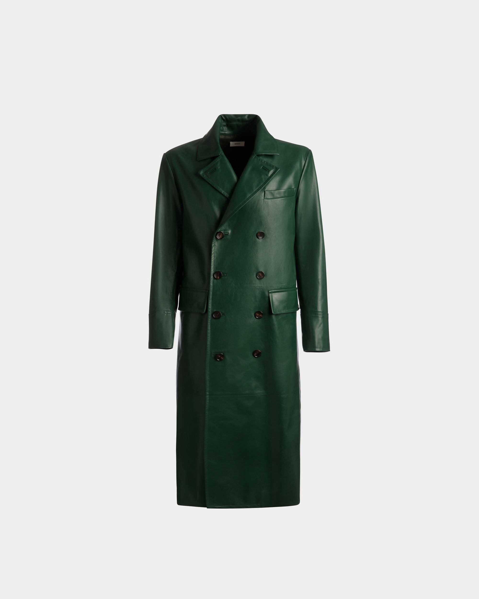 Zweireihiger Mantel Aus Nappaleder in Kelly Green - Herren - Bally - 01