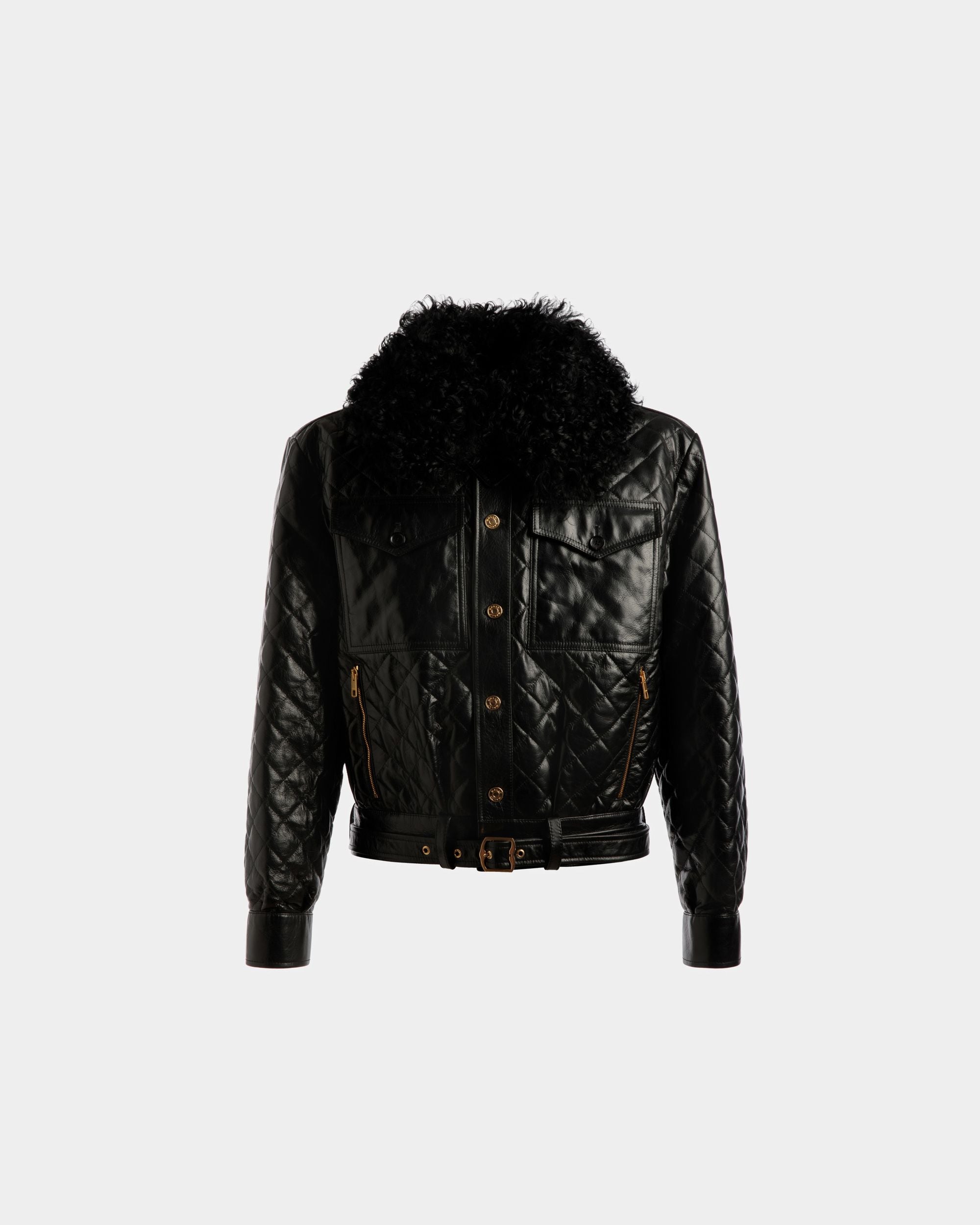 Blouson Bomber En Cuir Noir - Homme - Bally - 01