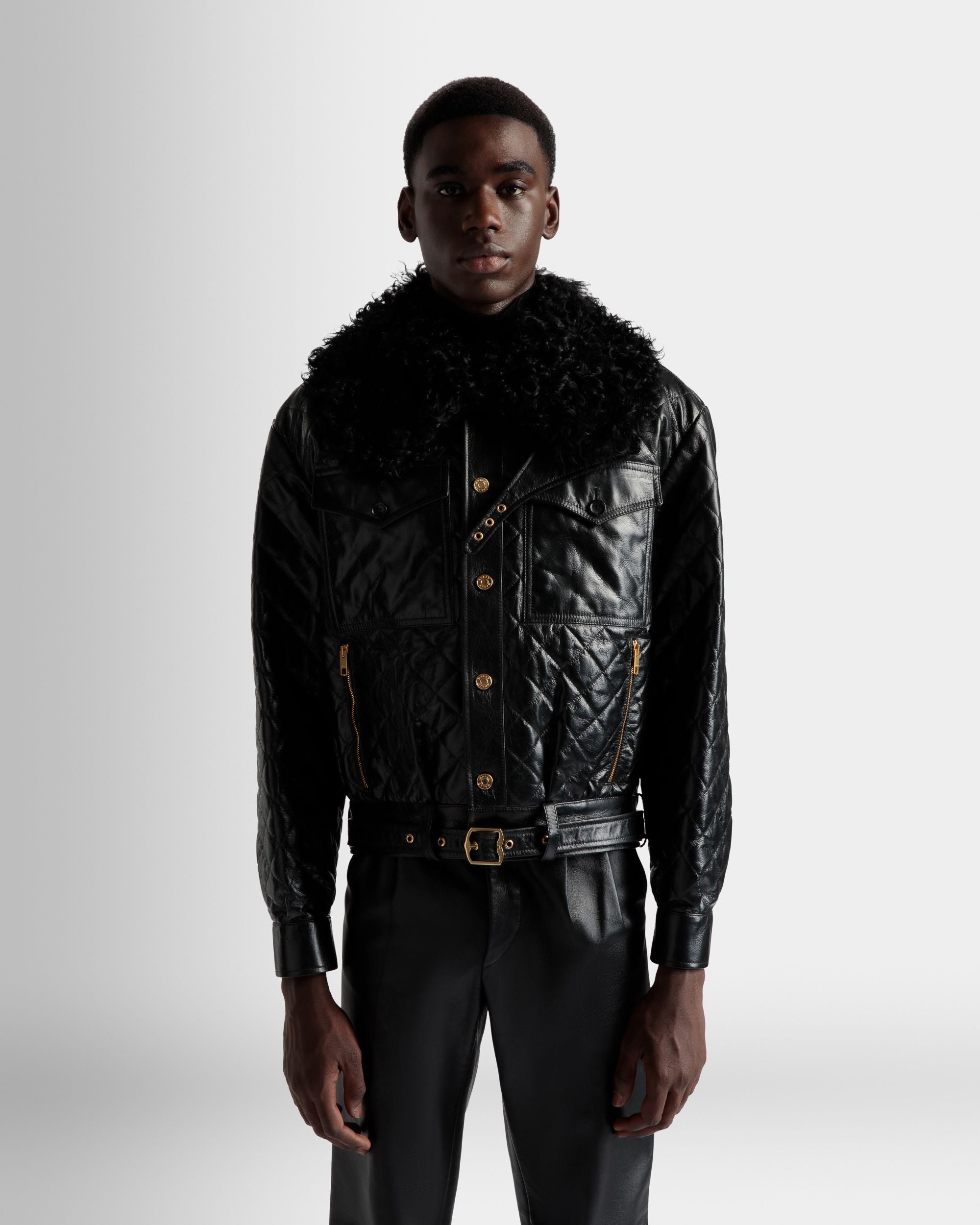 Blouson Bomber En Cuir Noir - Homme - Bally - 03