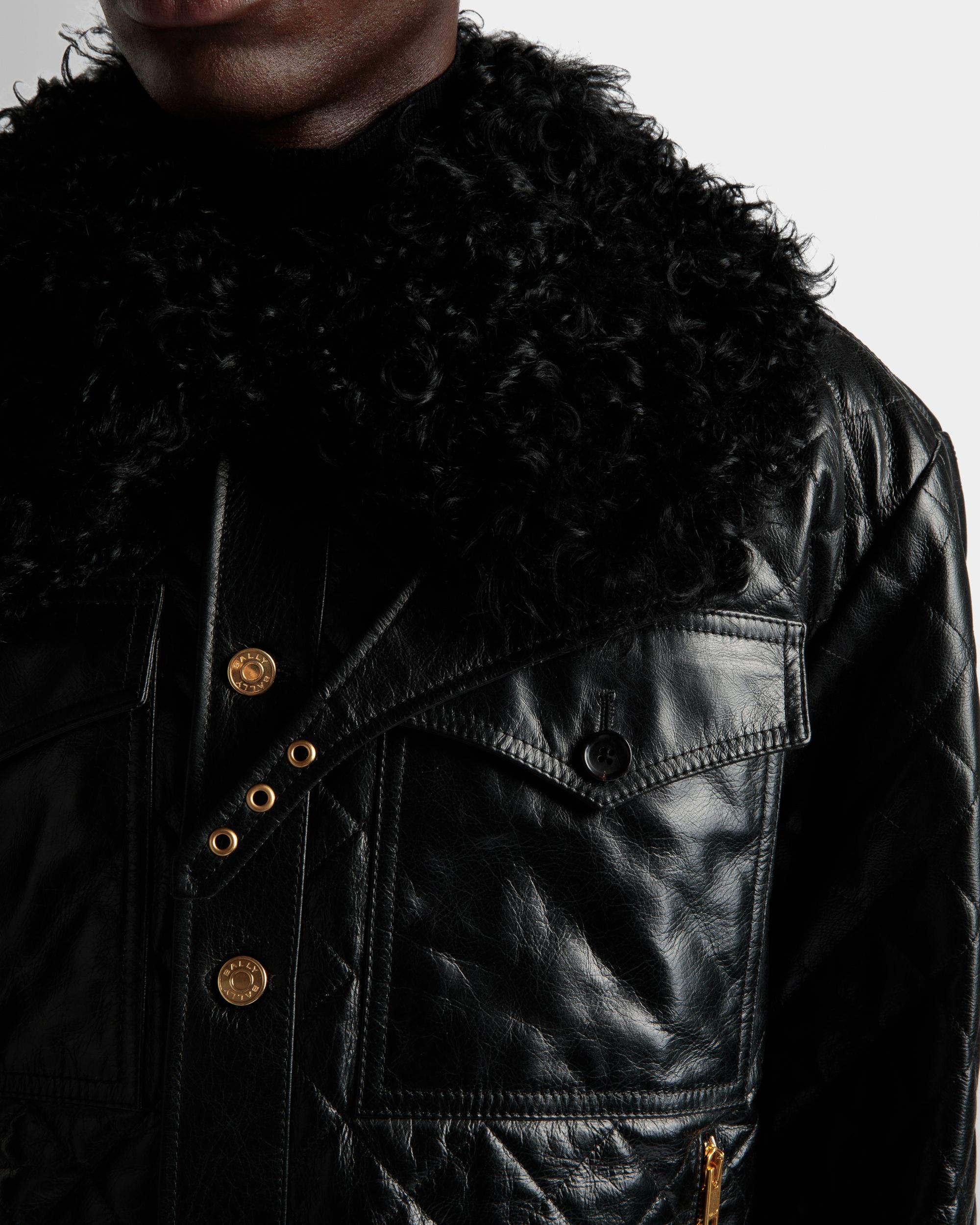 Blouson Bomber En Cuir Noir - Homme - Bally - 04