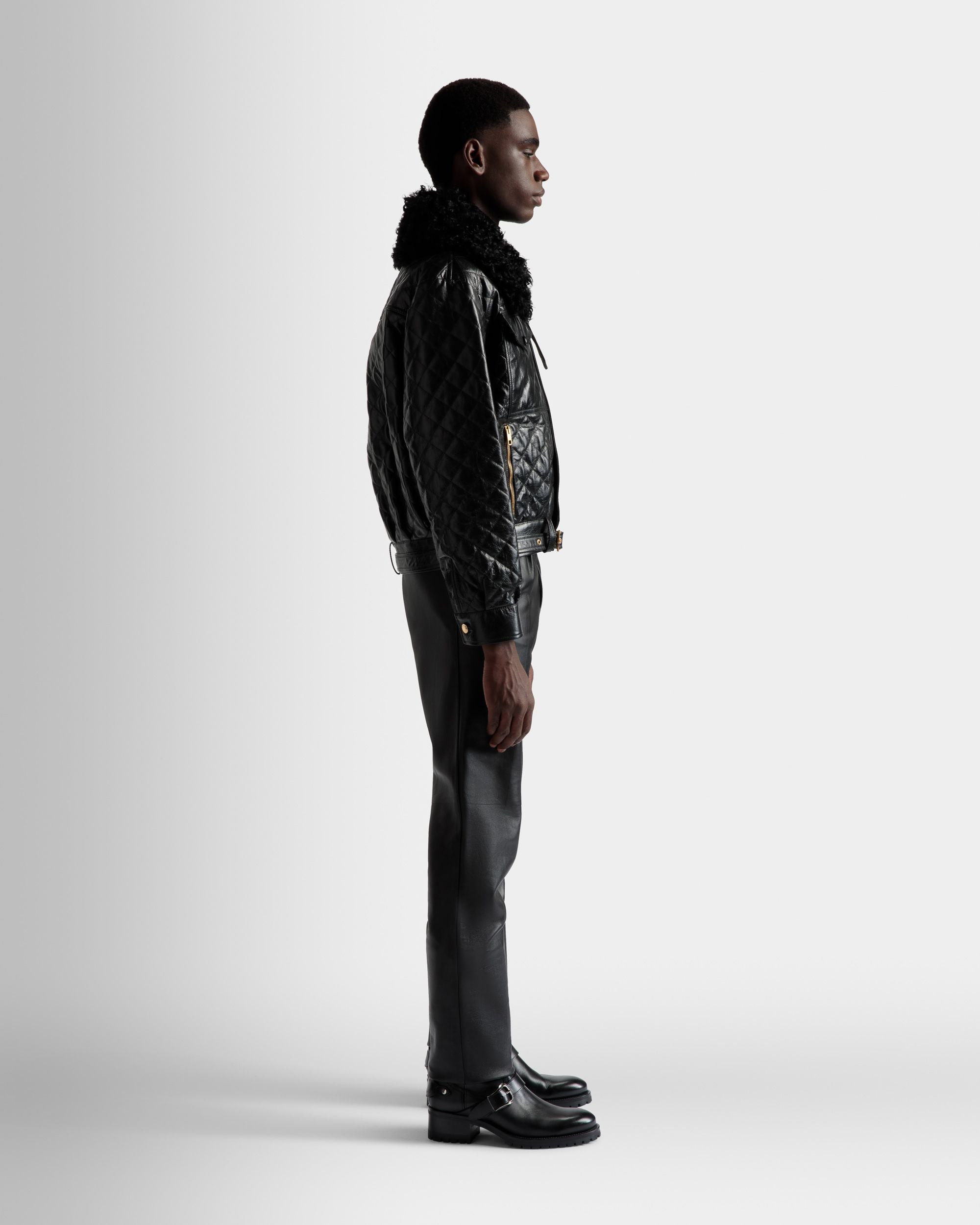 Blouson Bomber En Cuir Noir - Homme - Bally - 05