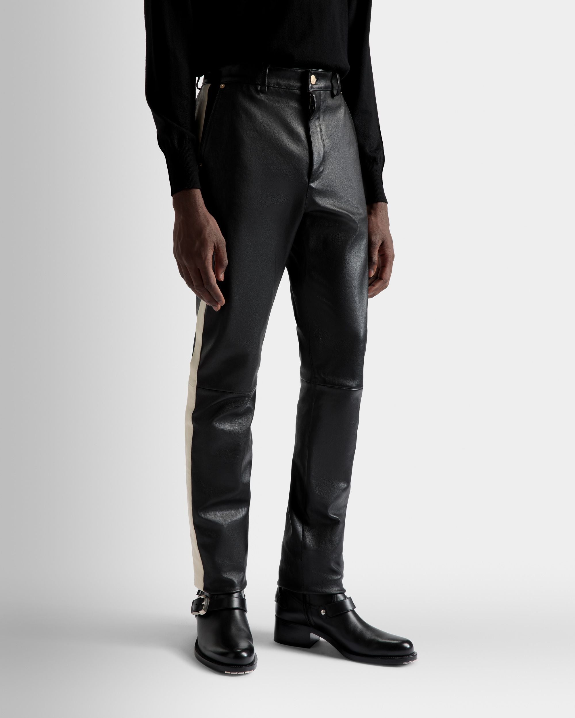 Pantalon Nappa Stretch En Cuir Noir - Homme - Bally - 03