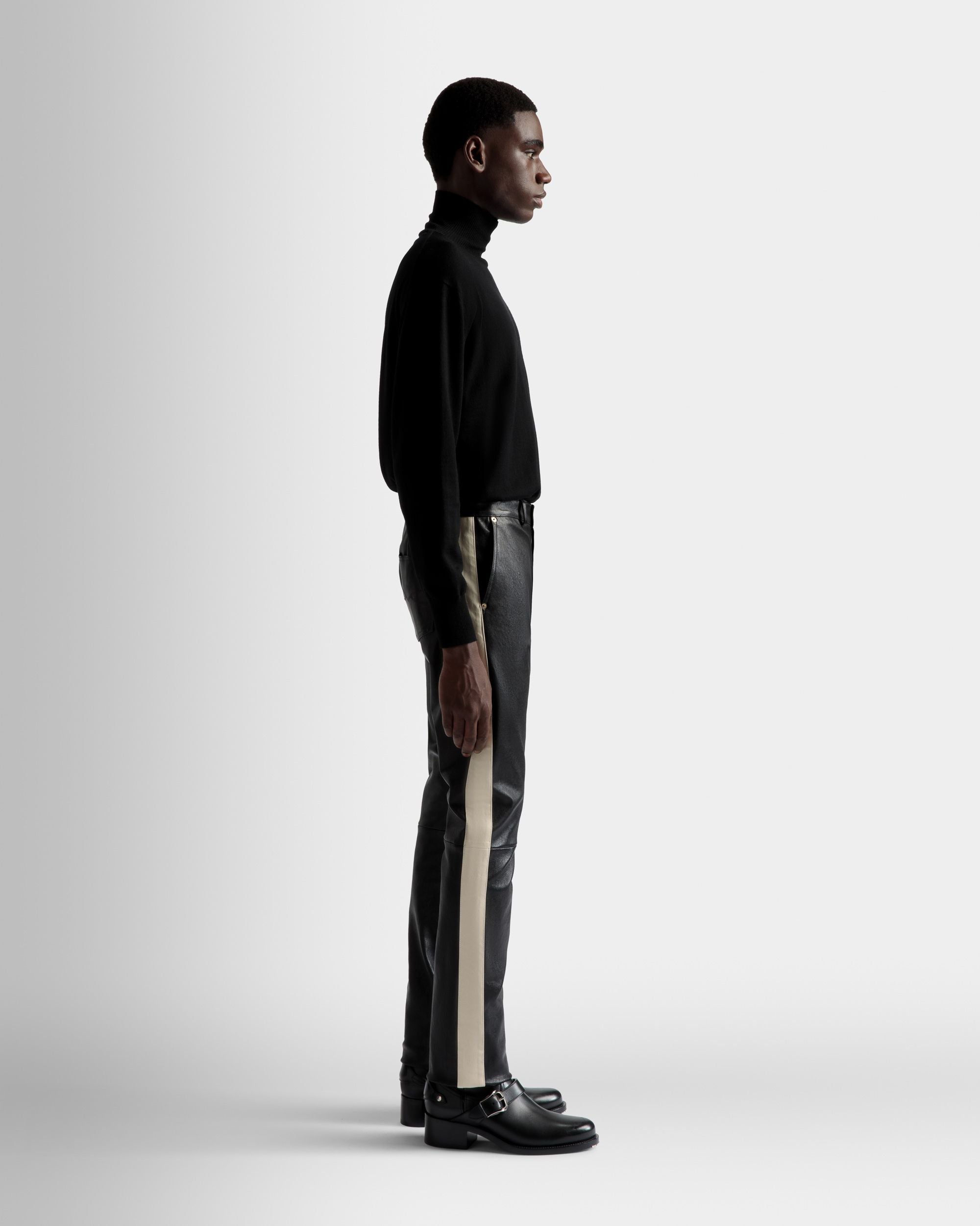 Pantalon Nappa Stretch En Cuir Noir - Homme - Bally - 05