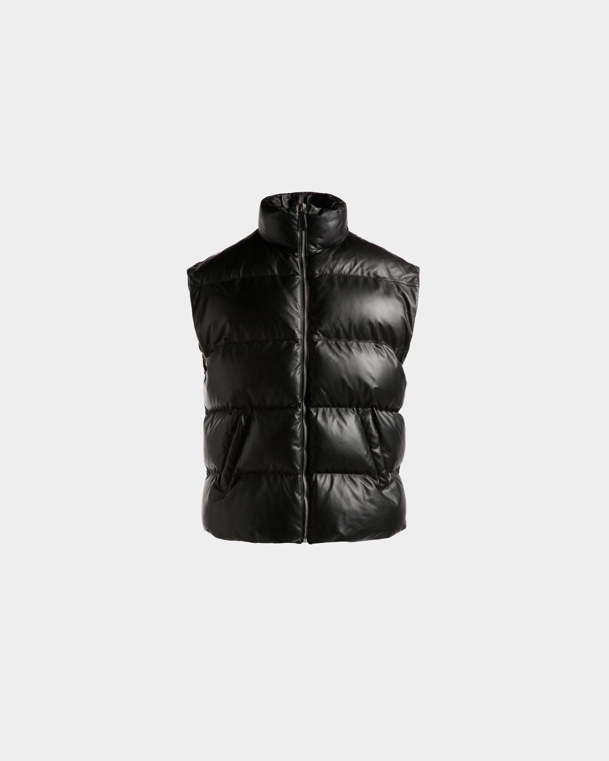 2-in-1 Puffer Jacket in Black Leather - Men's - Bally - 04