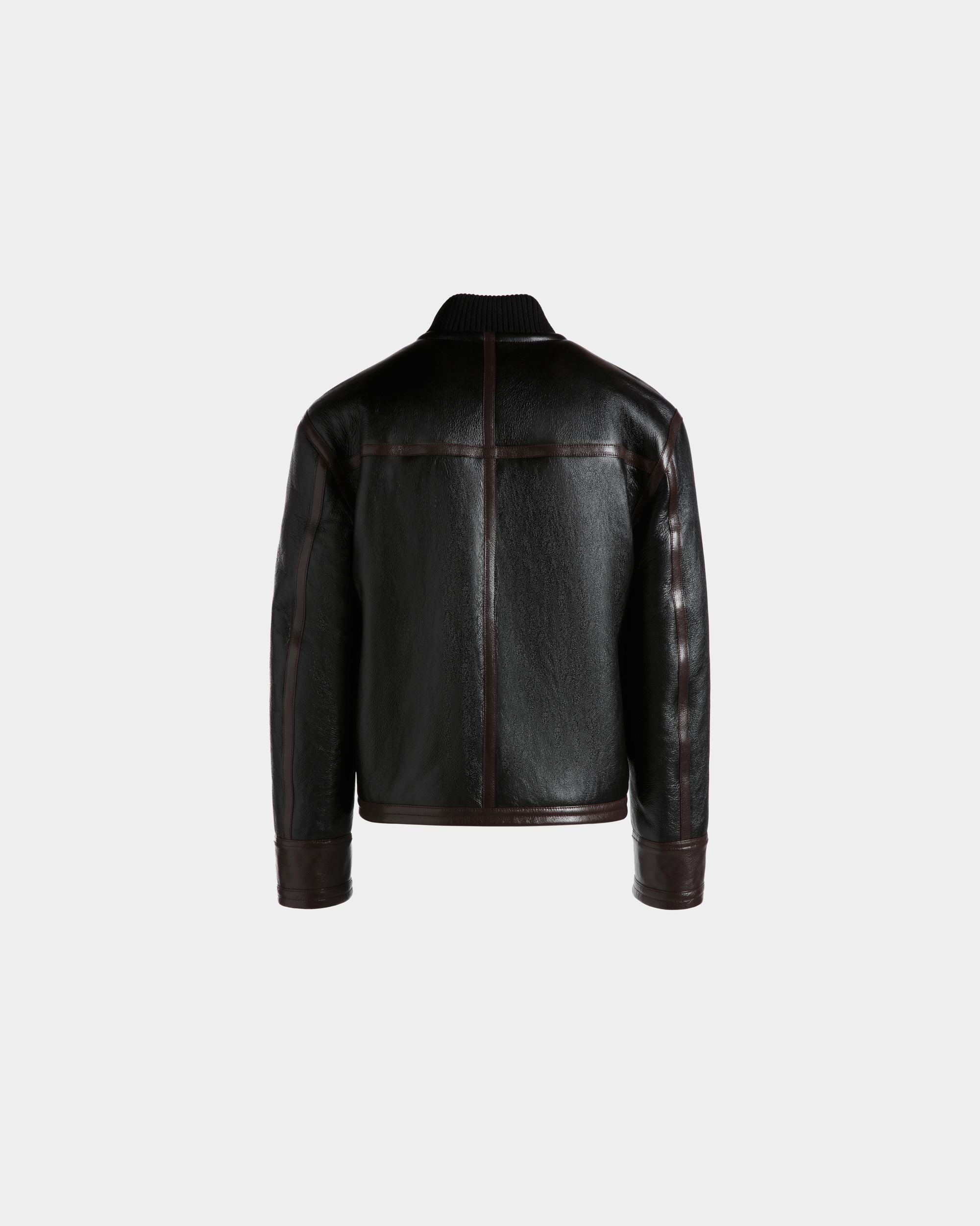 Shearling Lined Bomber in Black Leather - Men's - Bally - 02