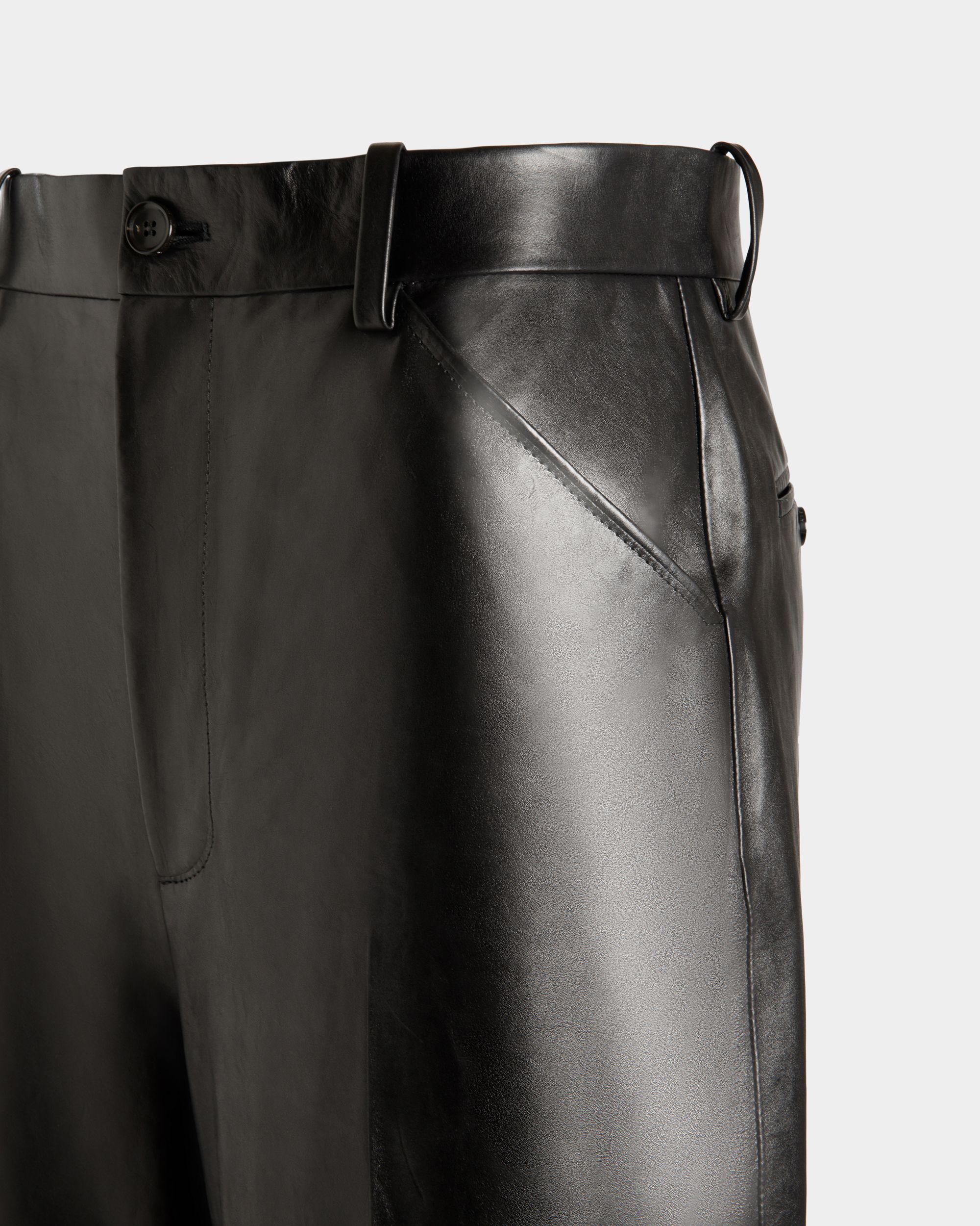 Pantalone A Vita Alta In Pelle Nera - Uomo - Bally - 03