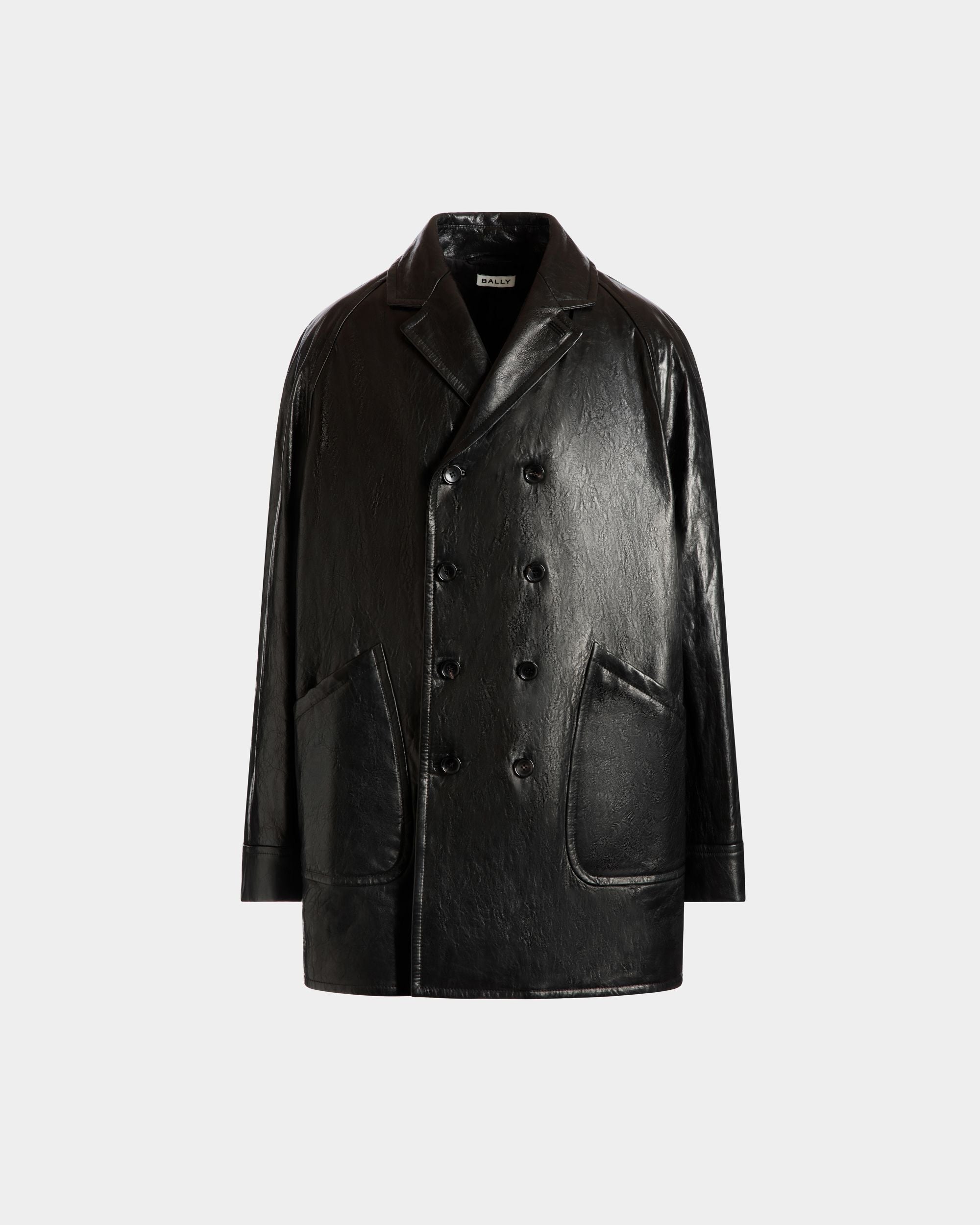 Double-breasted Coat In Black Leather - Men's - Bally - 01