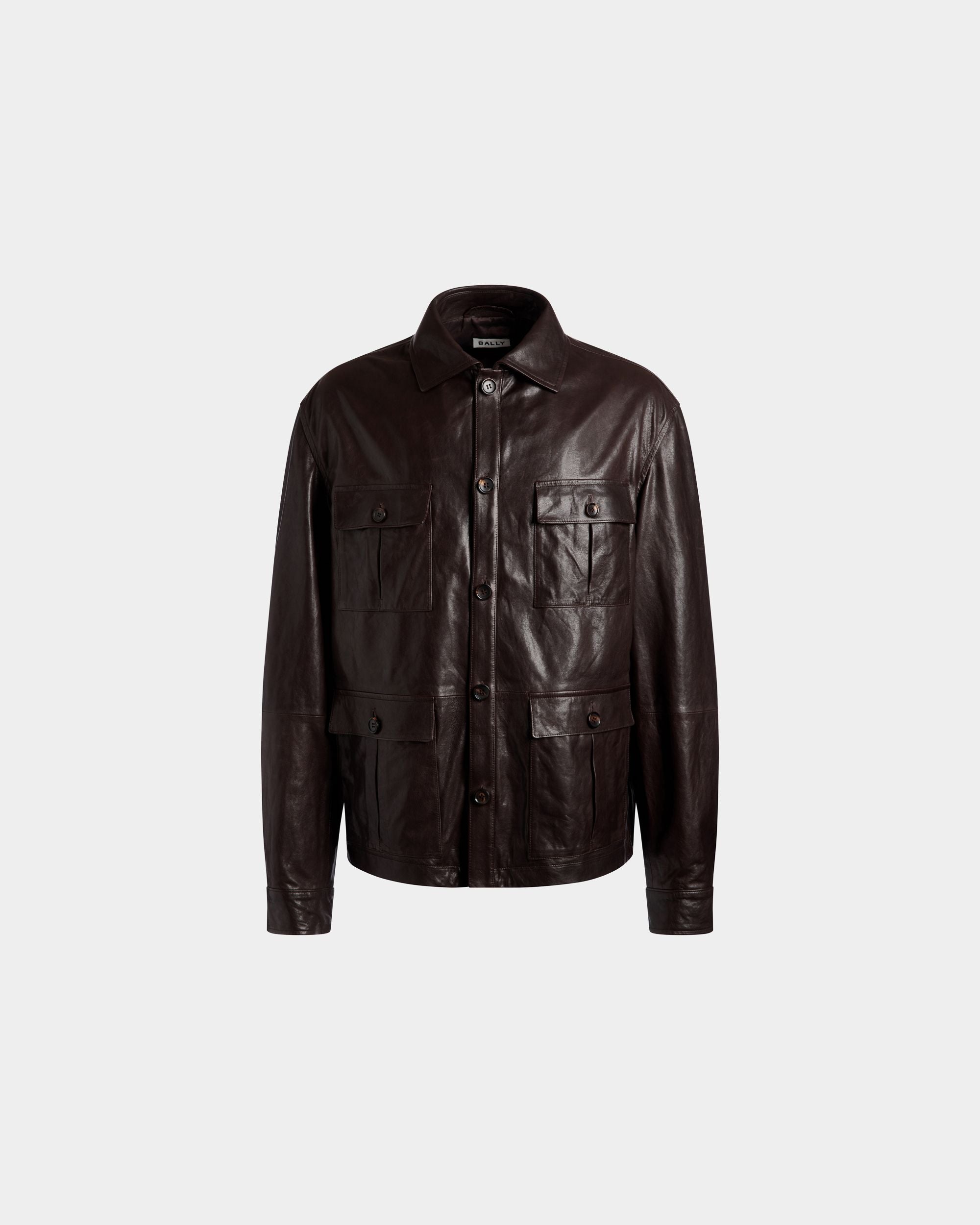 Sahara-Jacke Aus Leder In Ebenholzschwarz - Herren - Bally - 01